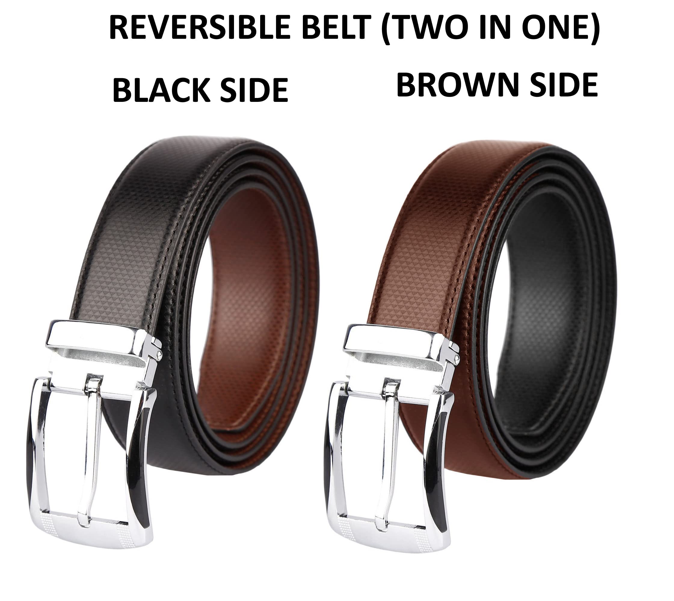 ZORO Men Vegan Leather Reversible Belt - Black/Brown - Image 2