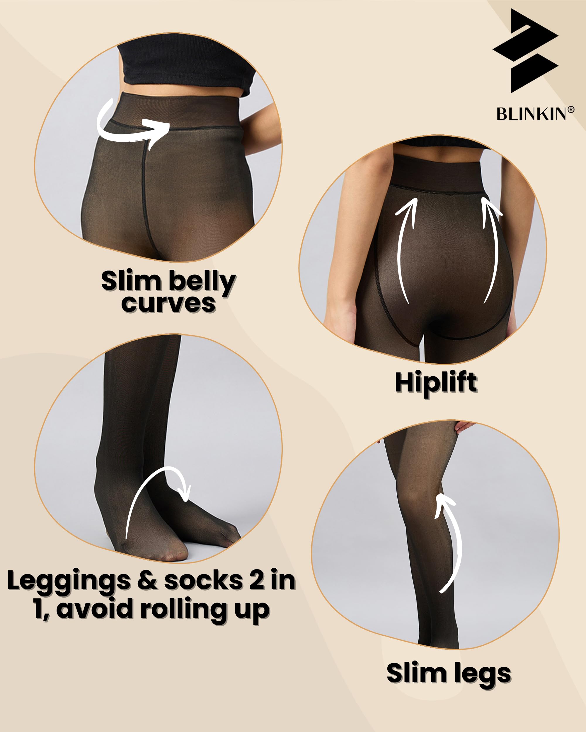 BLINKIN Velvet Touch Thermal Tights for Women - Dualtone - Image 4