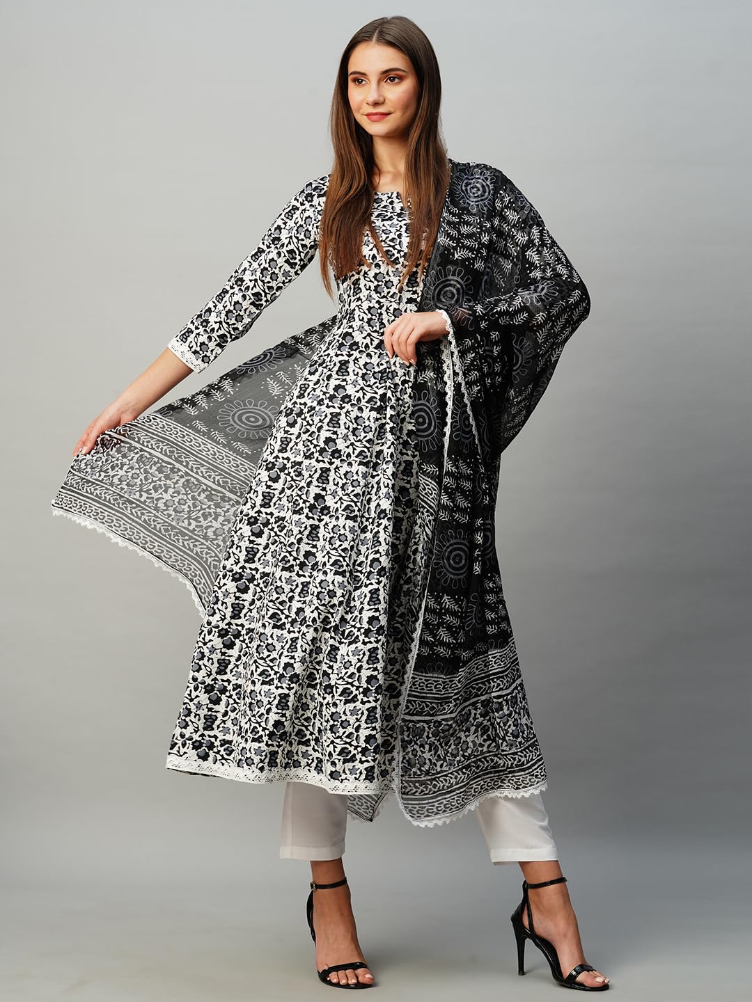 GoSriKi Women's Black Anarkali Kurta Set - Image 4