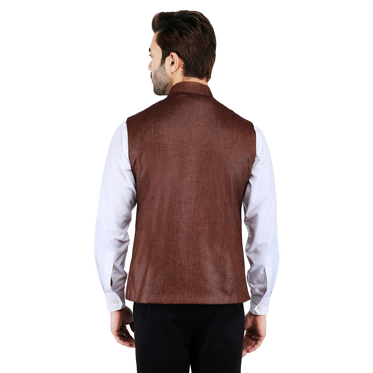 Badoliya Sons Men Jute Nehru Jacket - Brown - Image 5