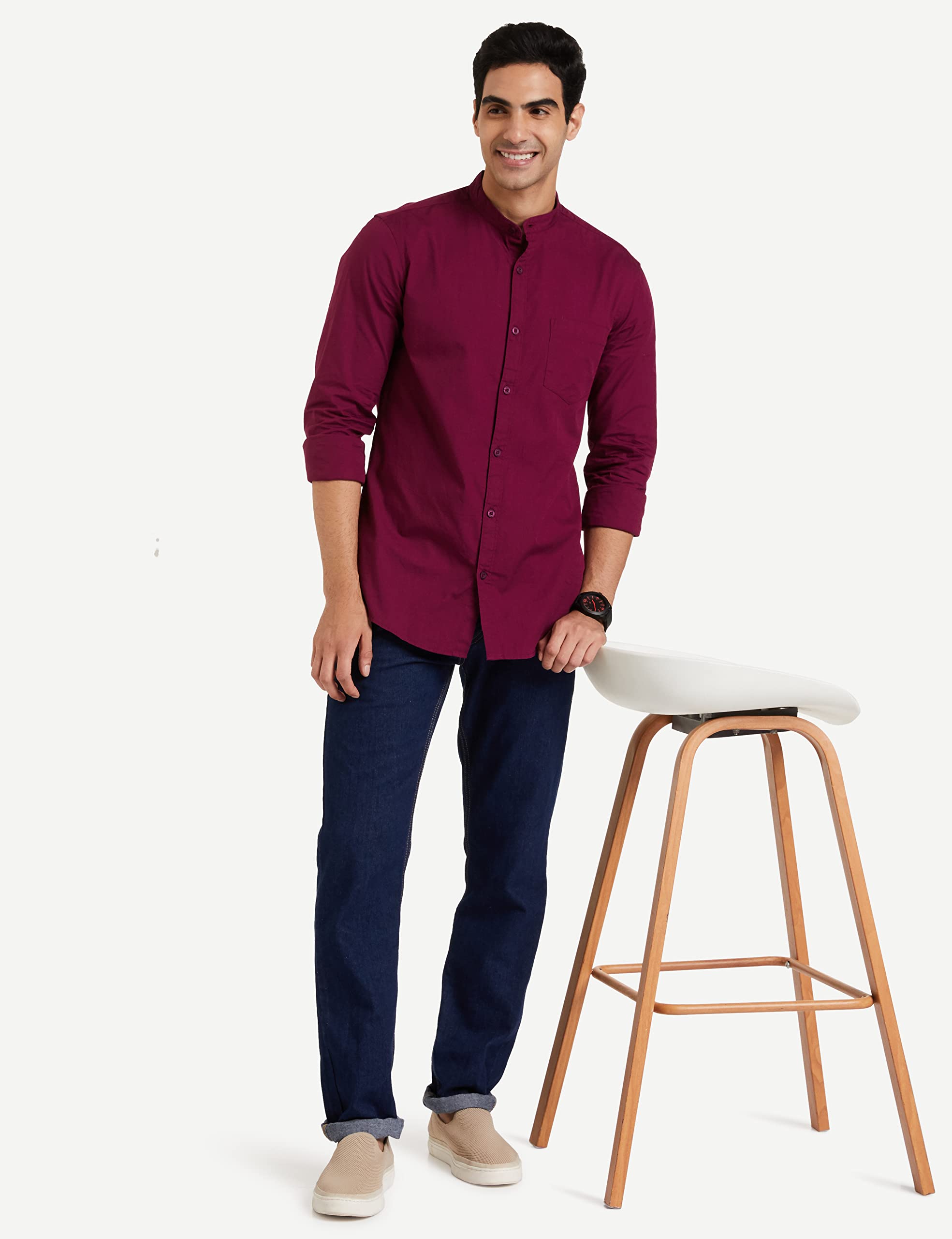 Symbol Men's Cotton Chinese Collar Shirt - Image 3