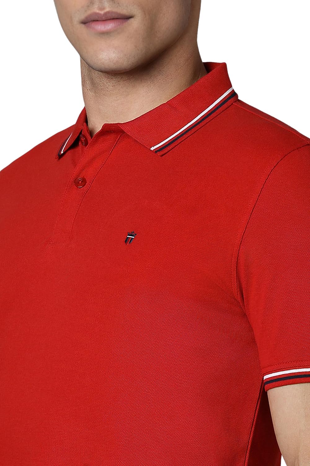 Louis Philippe Men's Cotton Slim Fit T-Shirt - Red - Image 4