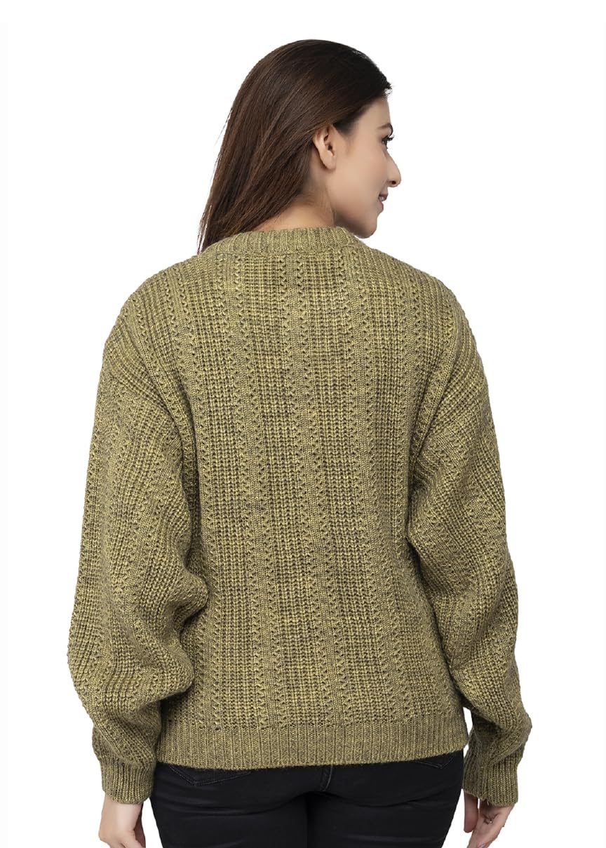 Women's Olive Wool Sweater - Image 2