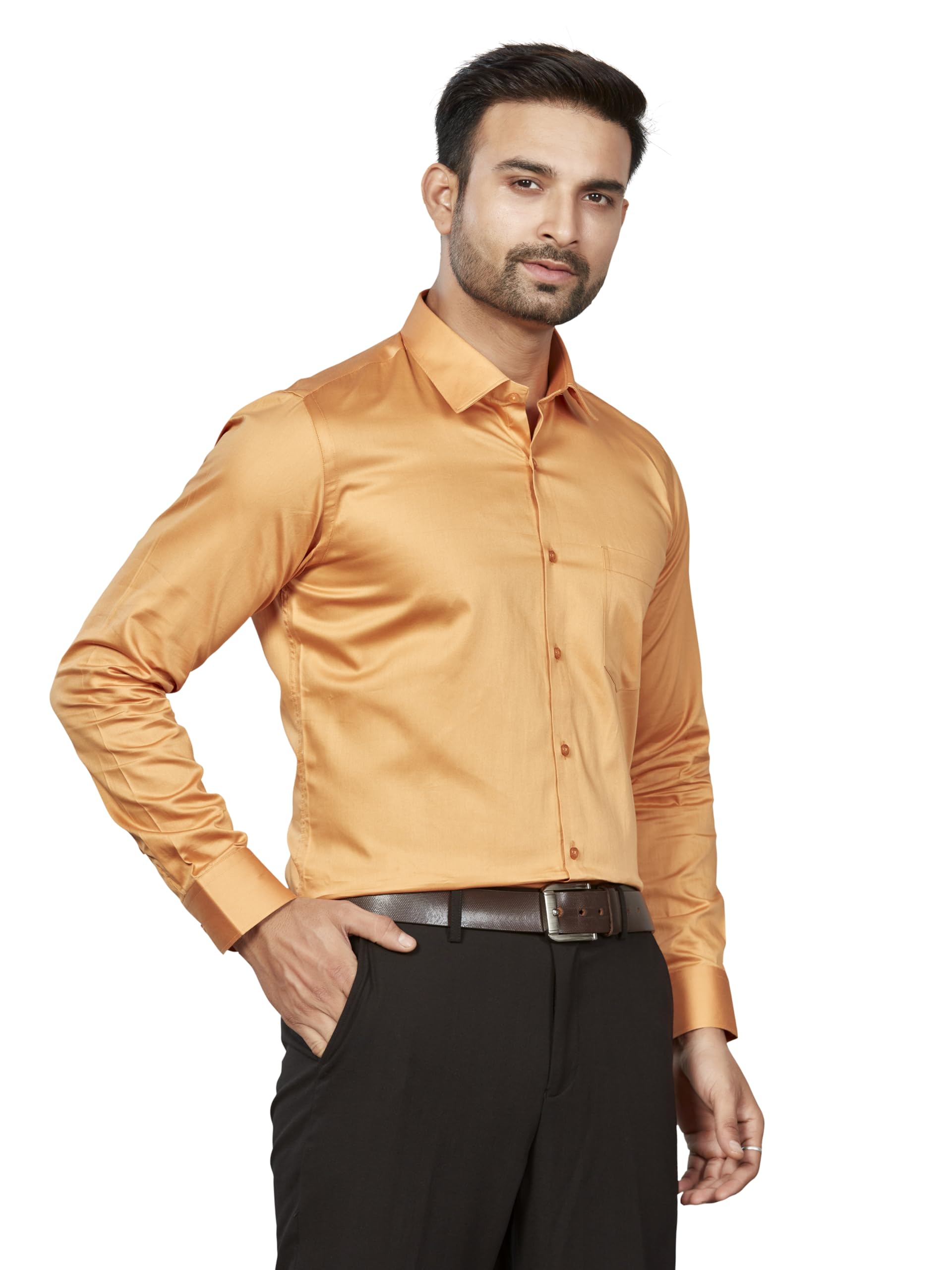 DUKUL Men's Orange Formal Shirt - Image 5