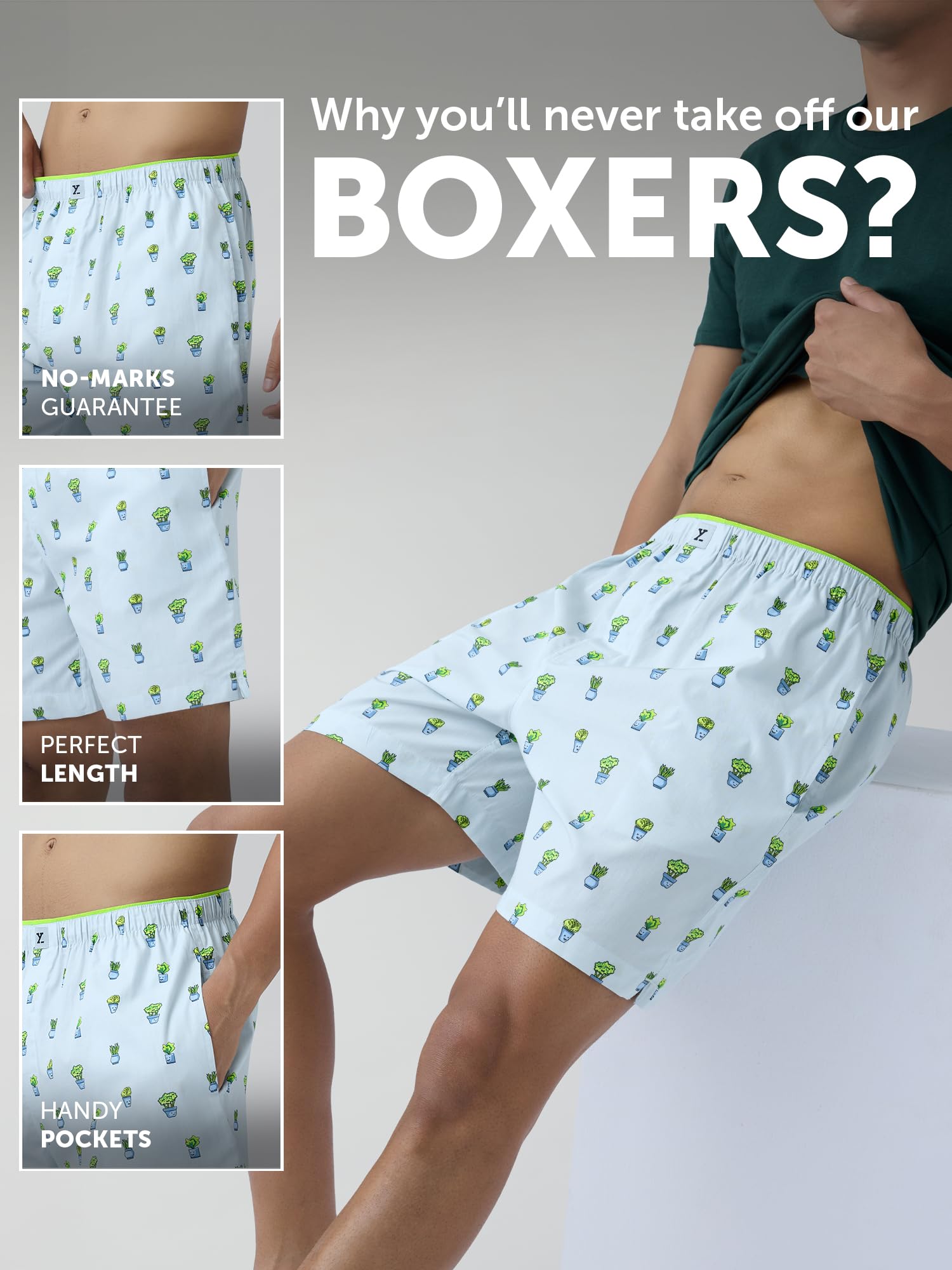 XYXX Men's Cotton Boxers - Green - Image 2