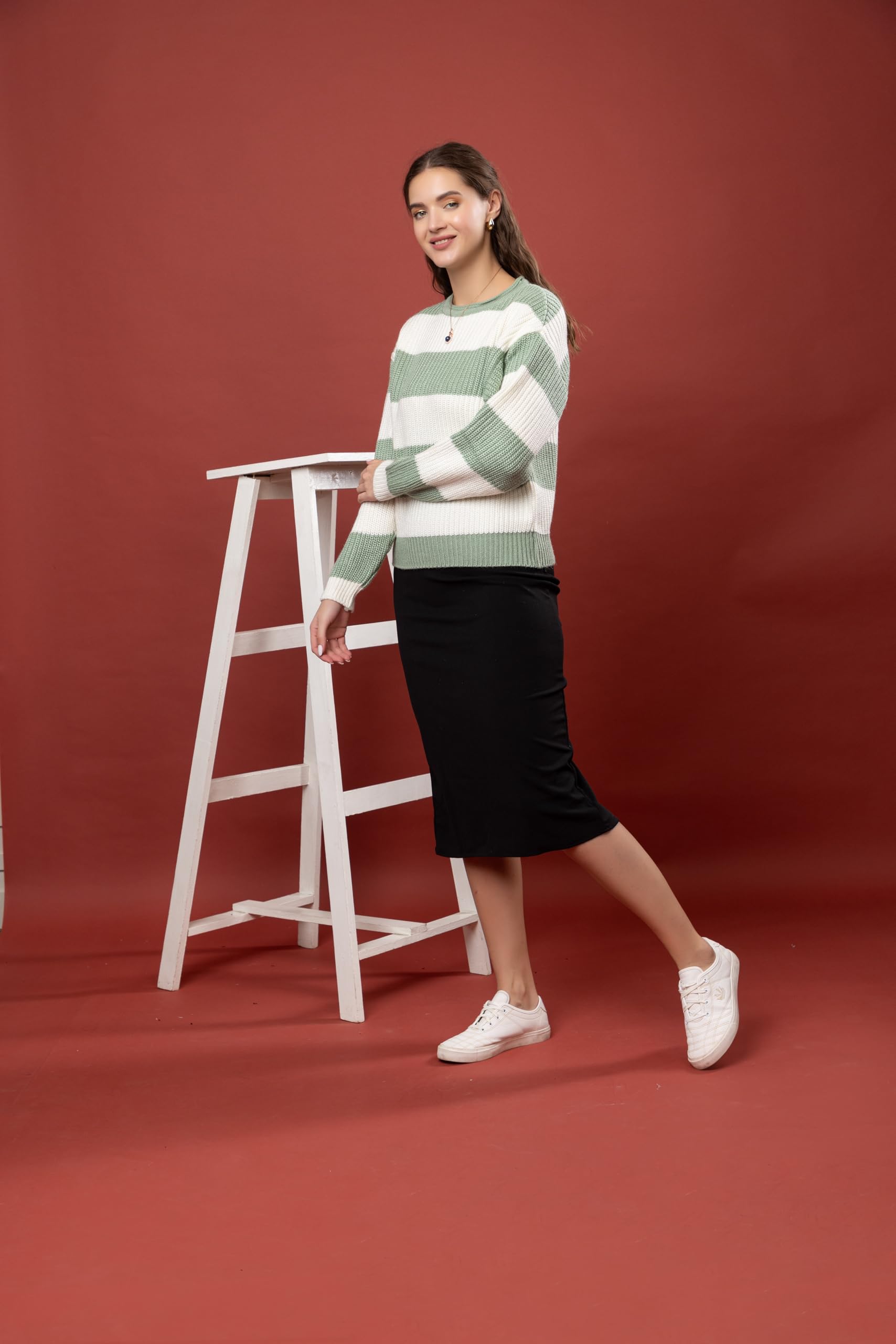 Wear lusso Womens Wool Color Block Stripe Sweater - Image 5