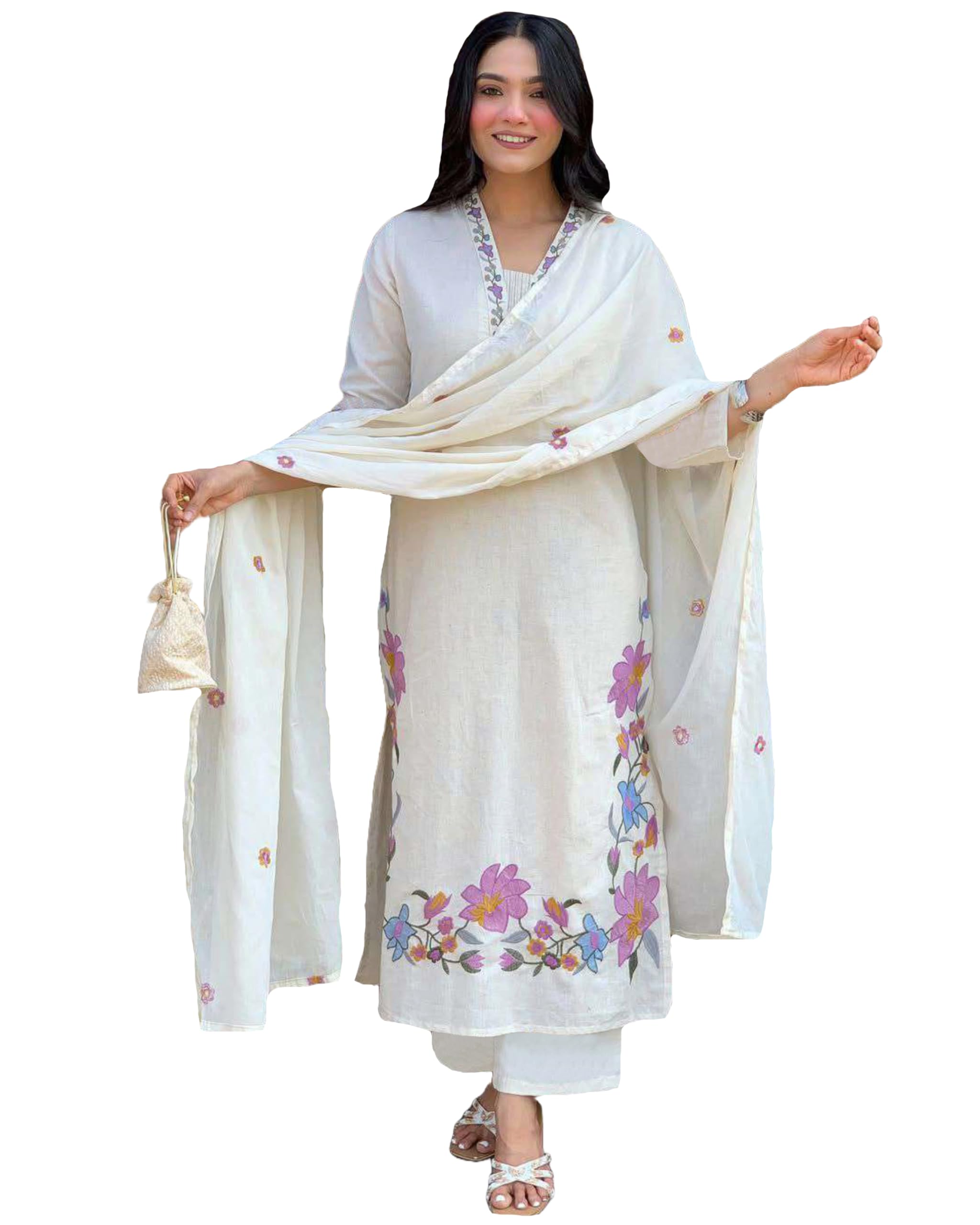 GoSriKi Women's Rayon Viscose Embroidery Kurta