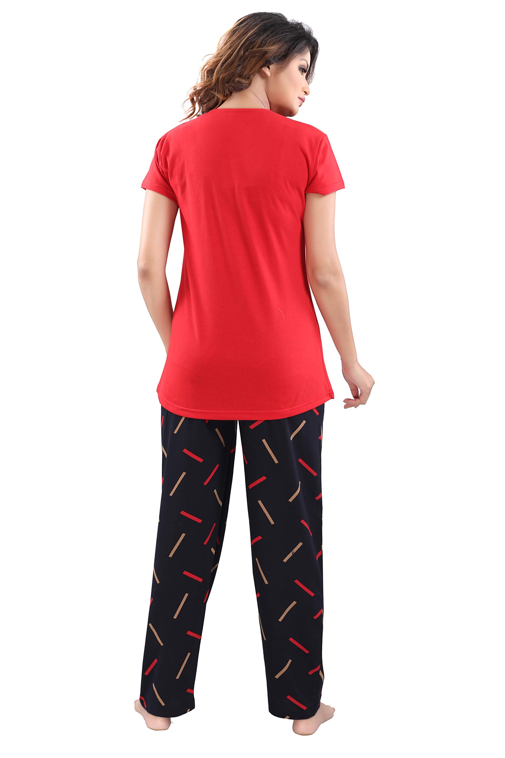 DZZO Women's Cotton Night Suit - Red - Image 4