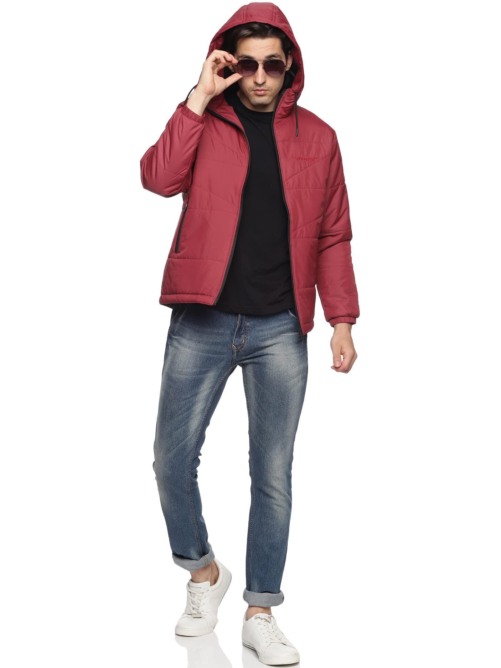 Ryker Men's Solid Hooded Quilted Jacket - Maroon - Image 5