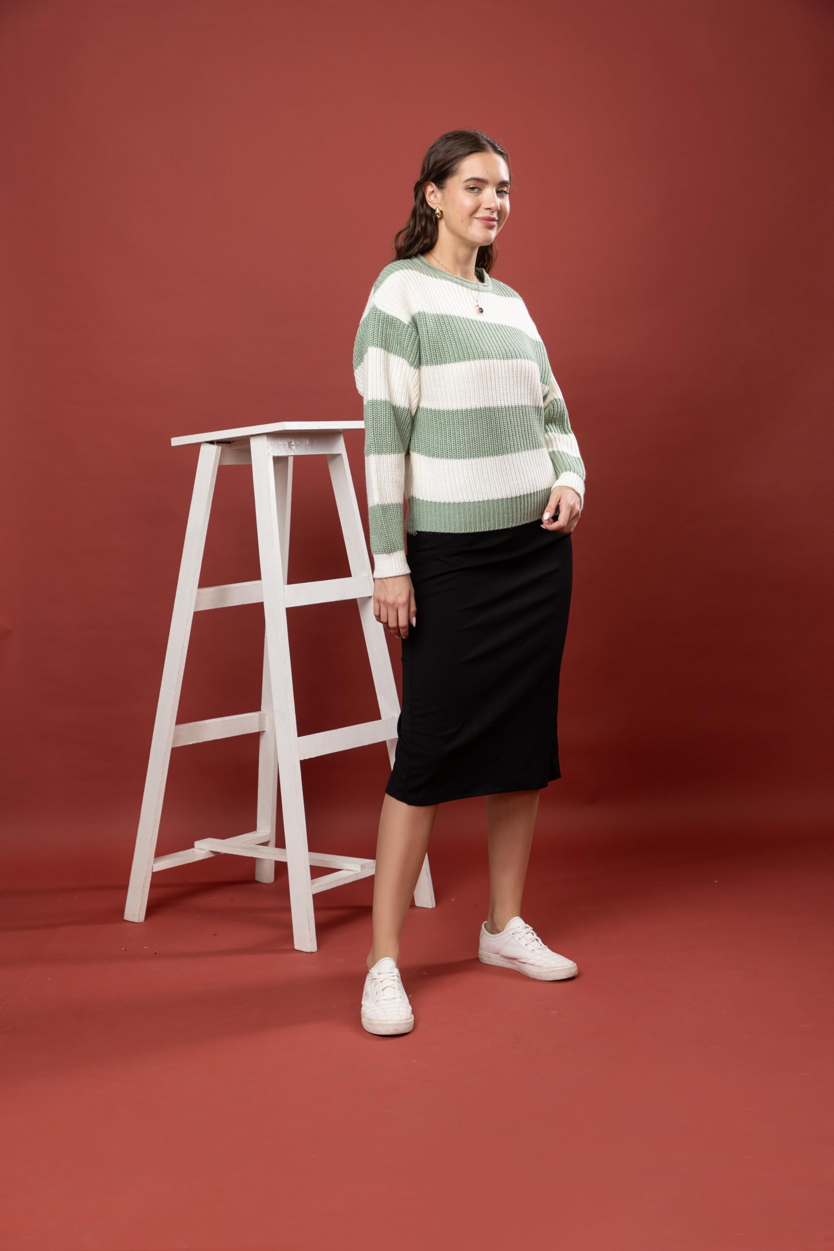 Wear lusso Womens Wool Color Block Stripe Sweater - Image 4