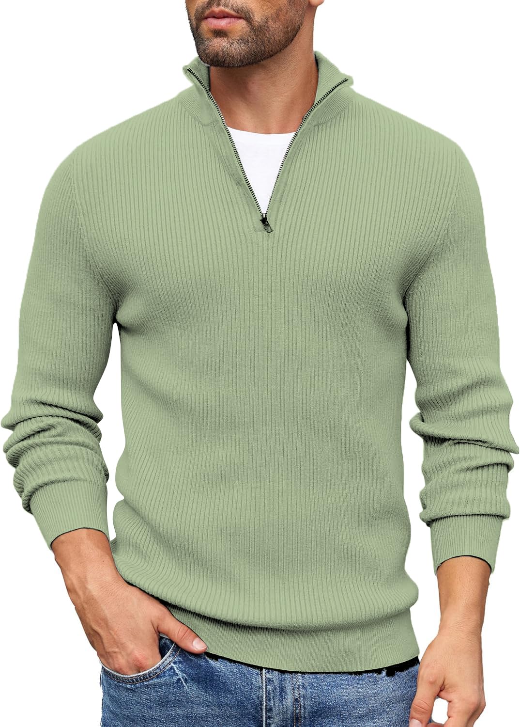 DENIMHOLIC Men's Winter Sweater - High Neck Zipper Cotton