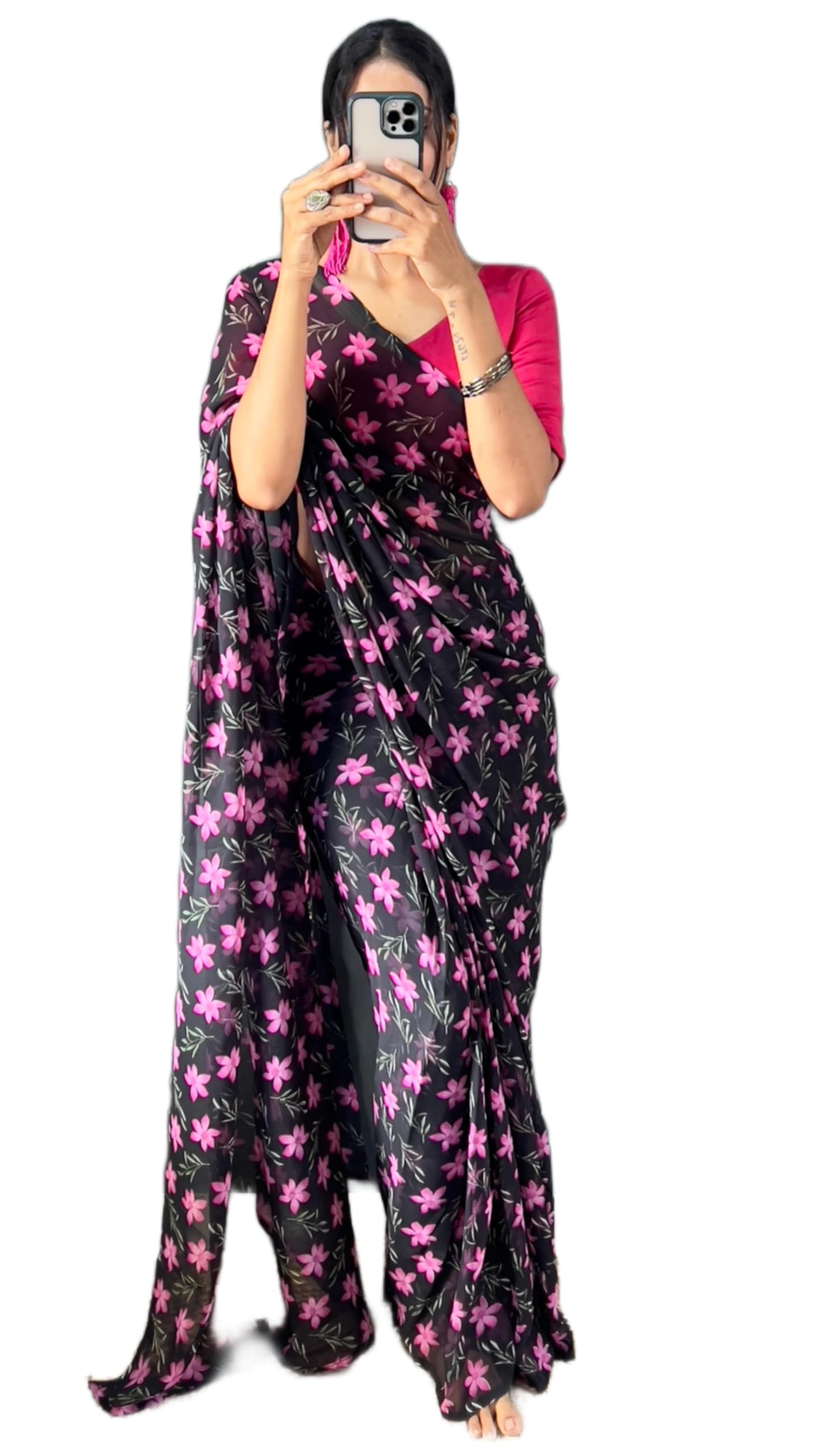 StyleScope Women's Printed Georgette Saree