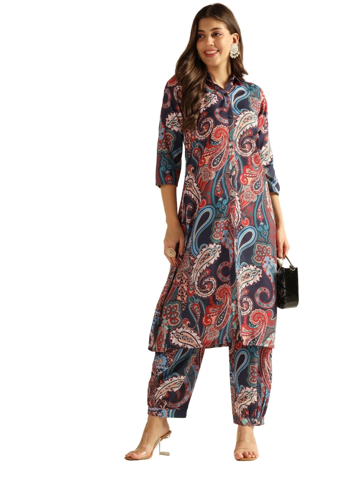 GRECIILOOKS Ethnic Co Ord Set for Women - Blue