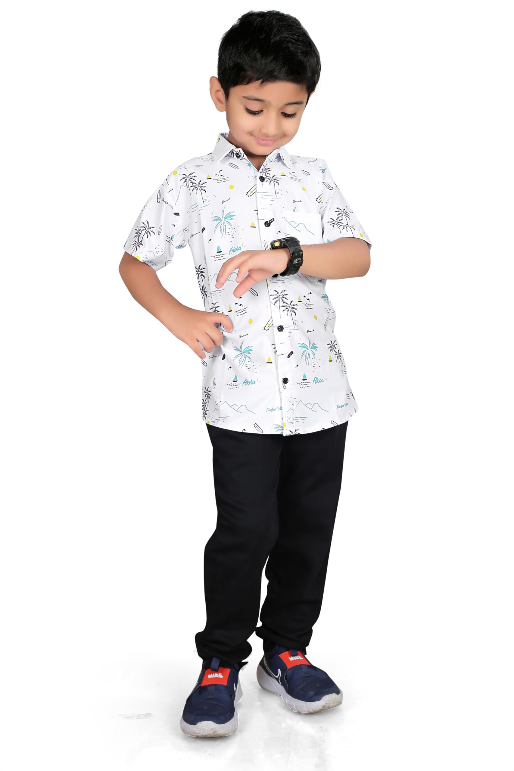 Vikita Enterprise Boys Tropical Hawaiian Shirt - White - Image 5