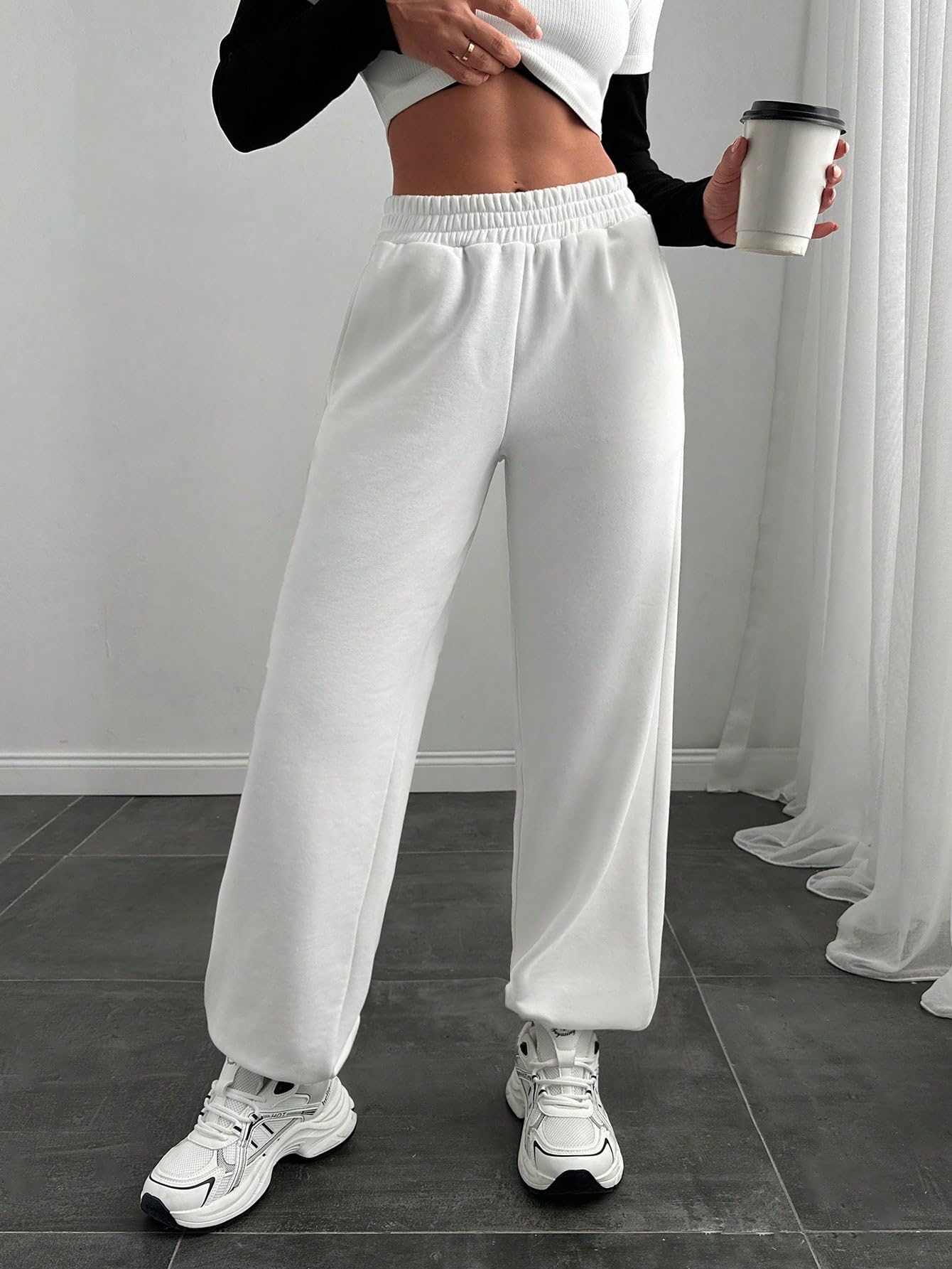 dockstreet Womens Joggers - Melange White - Image 5