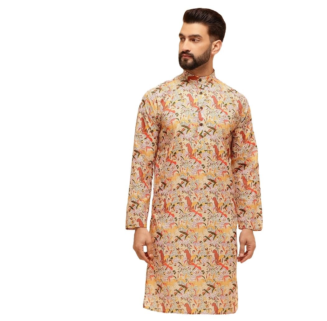 SOJANYA Men's Cotton Linen Kalamkari Kurta