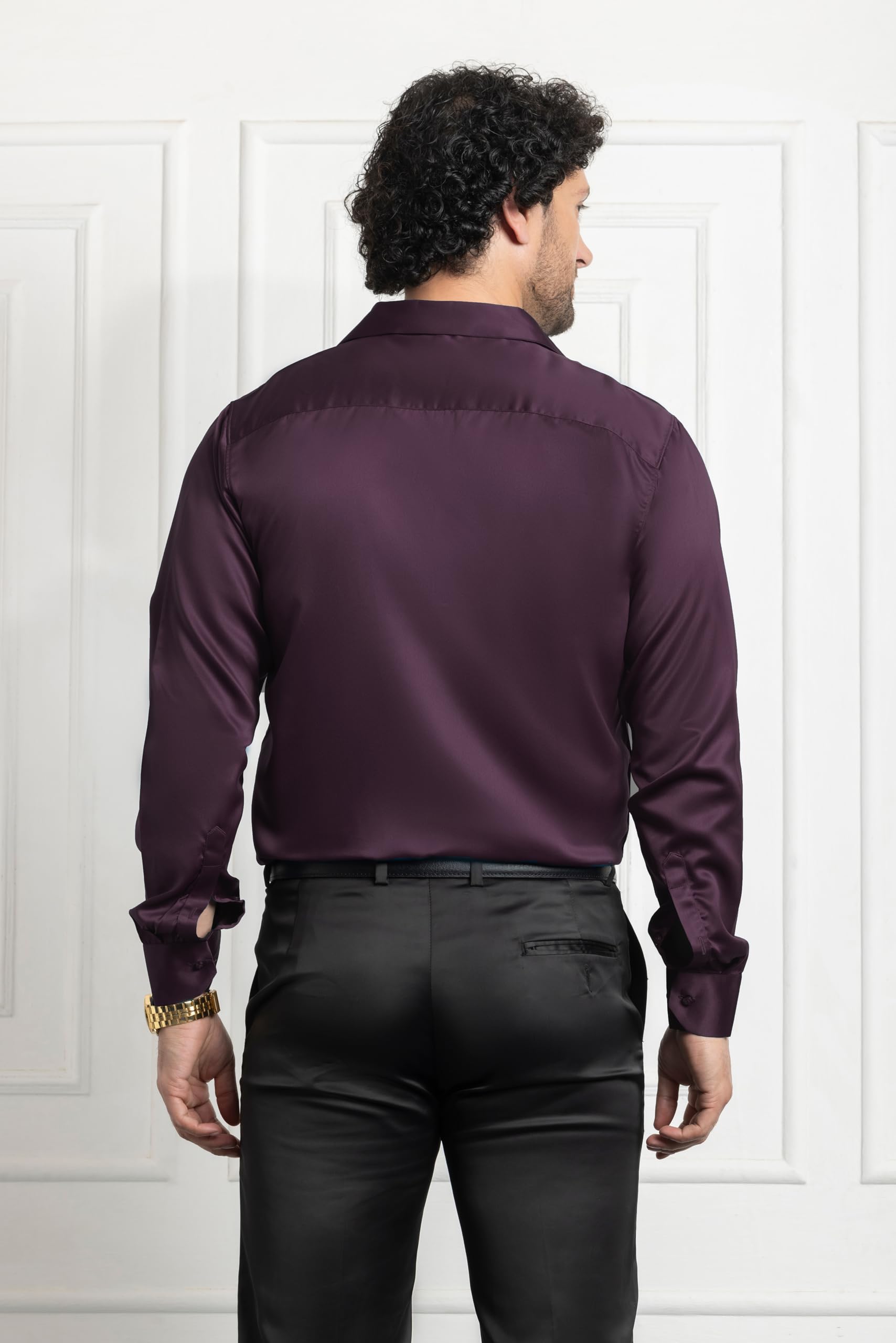 CVC Men's Wine Satin Shirt - Image 4
