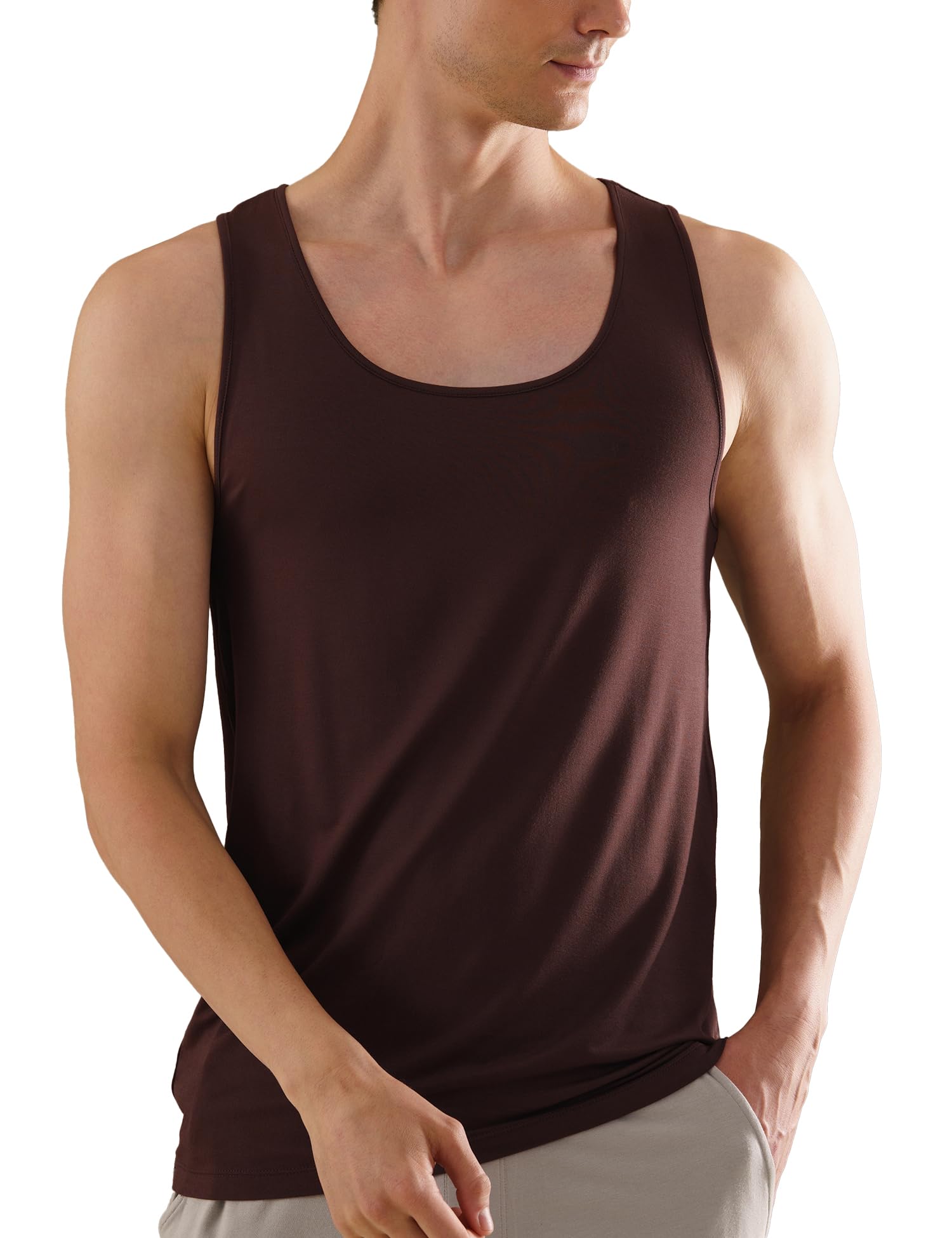 Bamboo Spandex Vest for Men - Bitter Chocolate