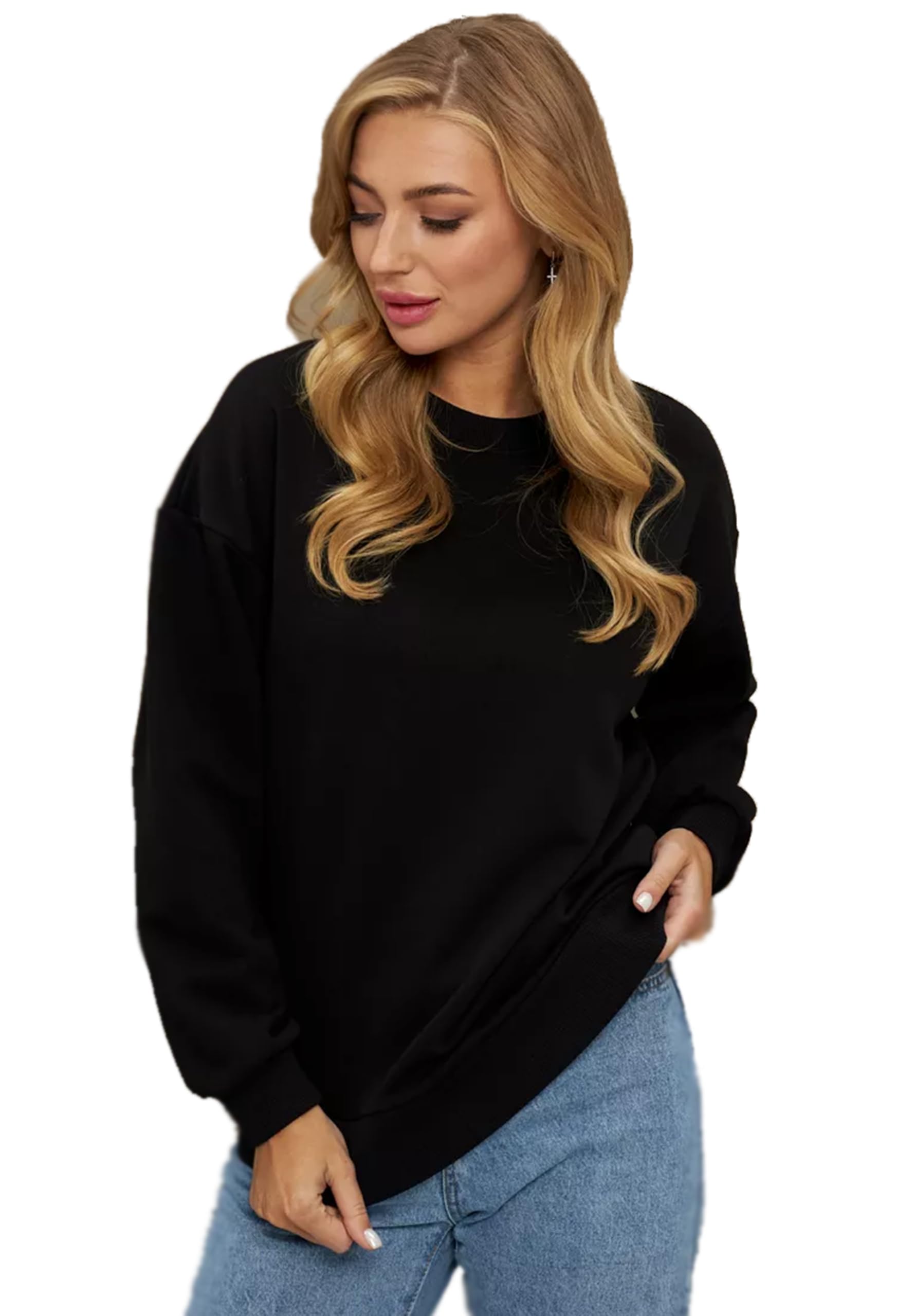 LEOTUDE Women's Loopknit Oversized Sweatshirt - Black - Image 2