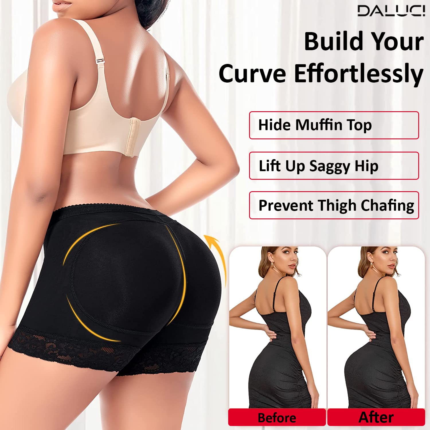 DALUCI Seamless Padded Butt Lifter Shapewear for Women - Image 2
