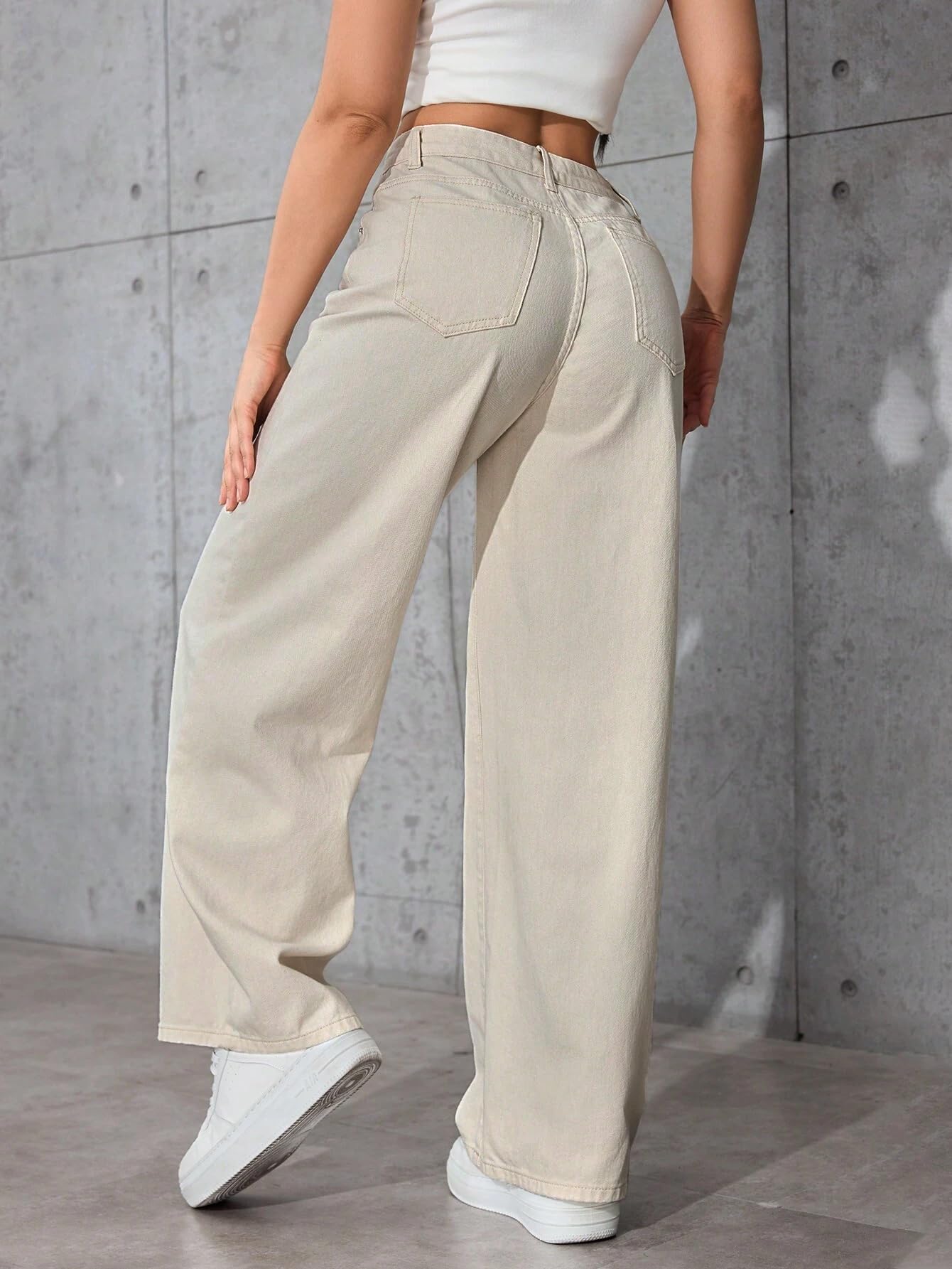 TAGAS Women's Cream Cargo Jeans - Image 3