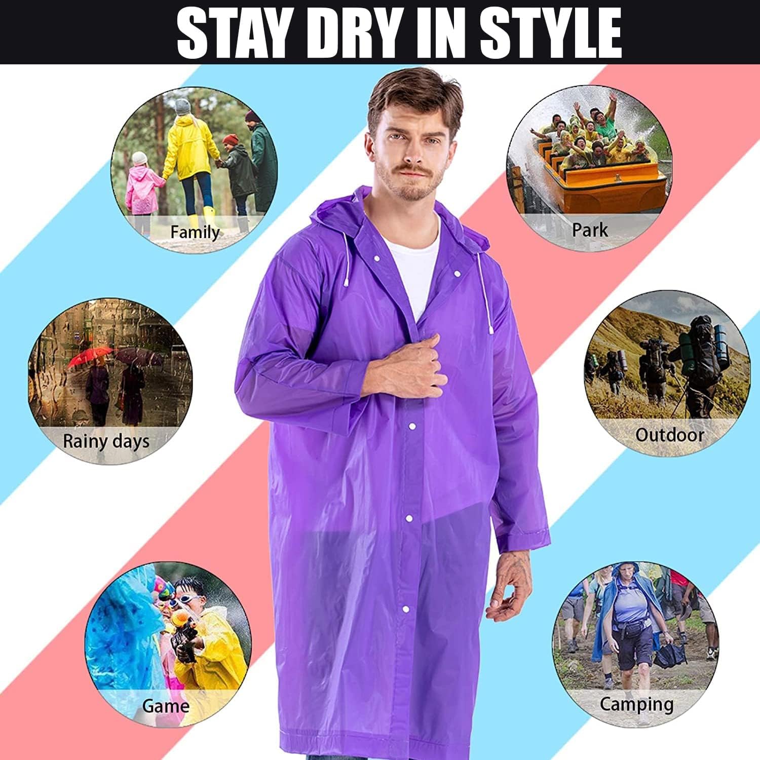 HACER EVA Unisex Raincoat - Purple Waterproof - Image 5