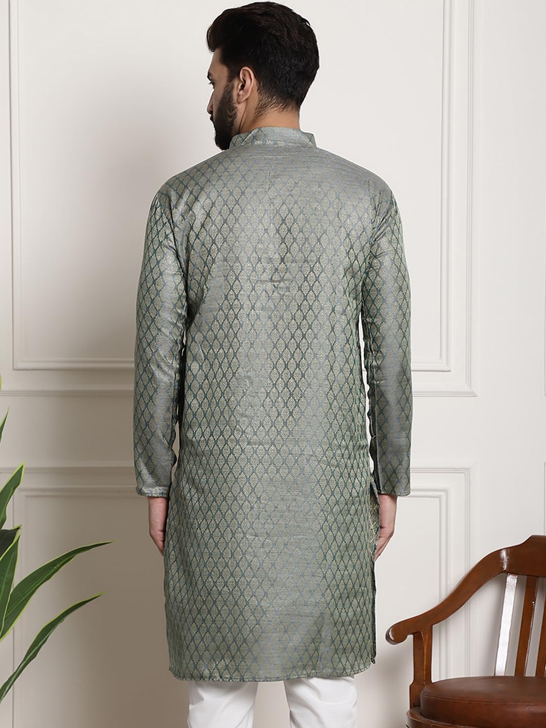 SOJANYA Men's Teal Green Kurta - Image 4