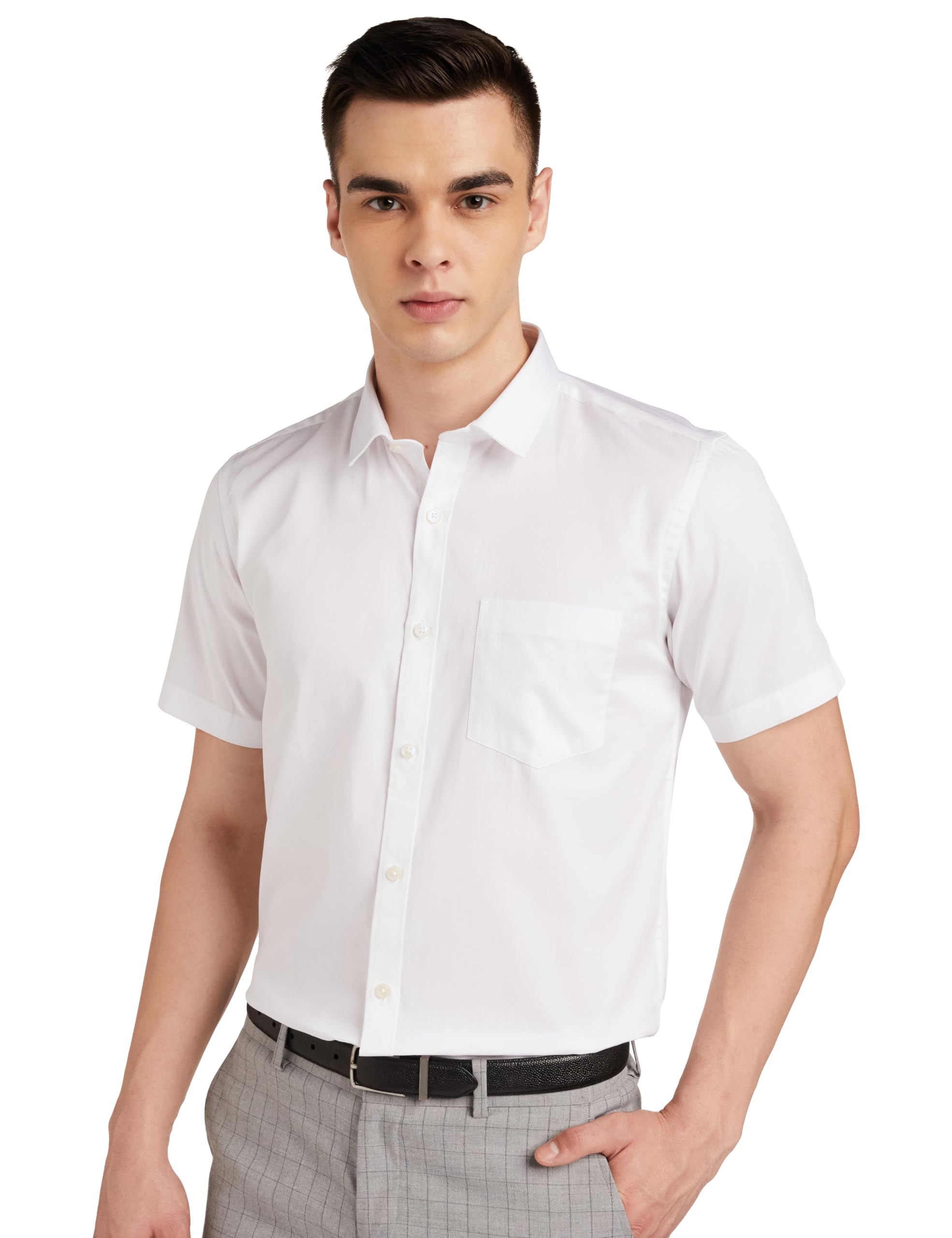 Amazon Men's Cotton Solid Shirt - White