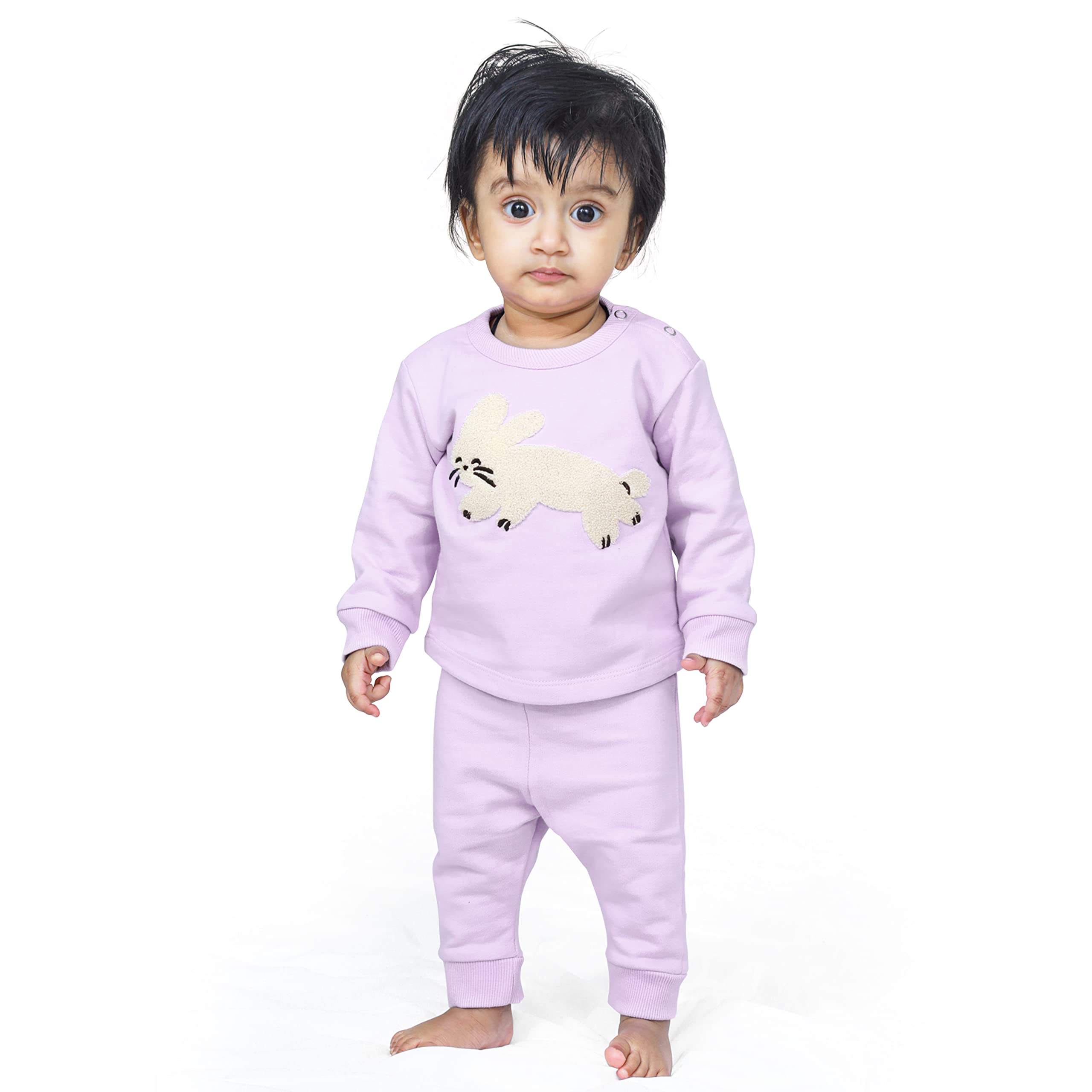 Real Basics Baby Cotton Cartoon Top & Pant Set - Purple - Image 3