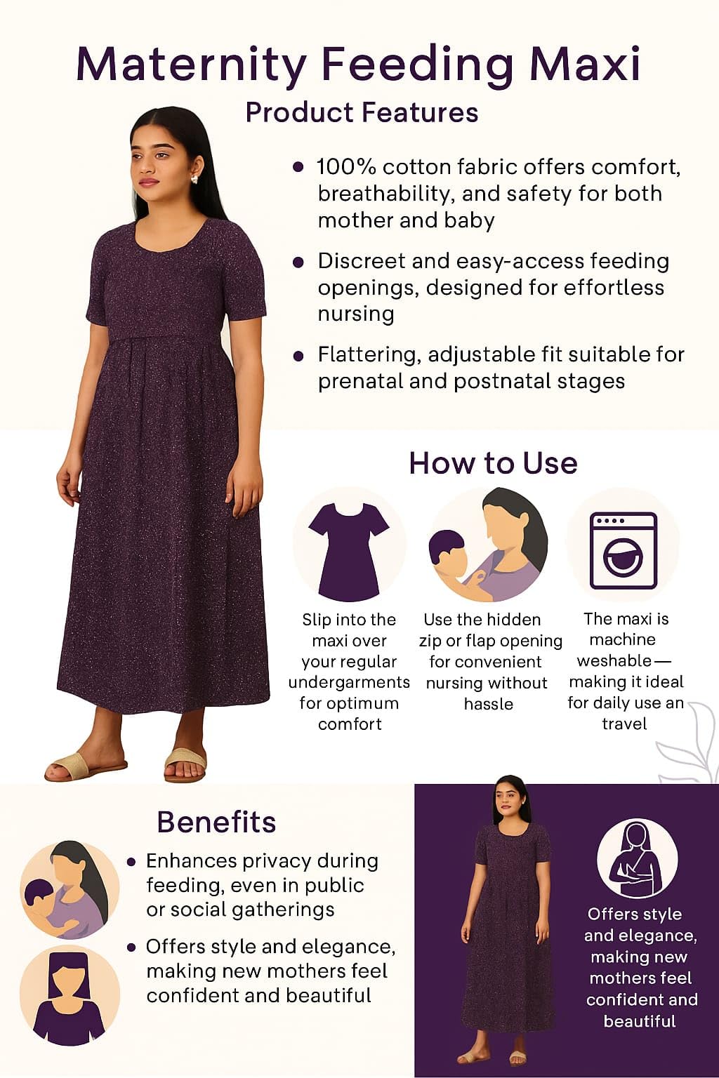 GarbGlide Maternity Feeding Maxi Nightdress - Image 5