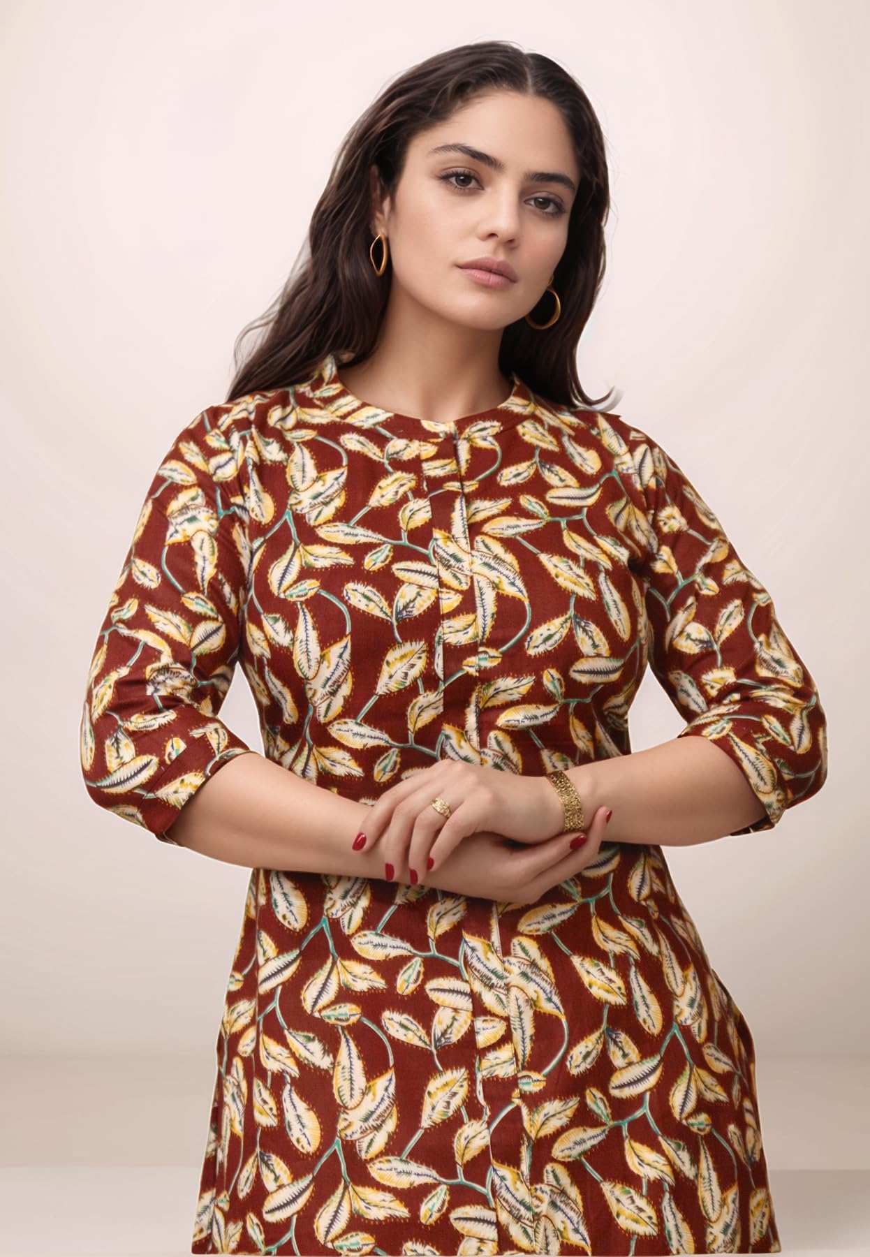 GarbGlide Women Ajrakh Printed Kurta - Maroon - Image 5