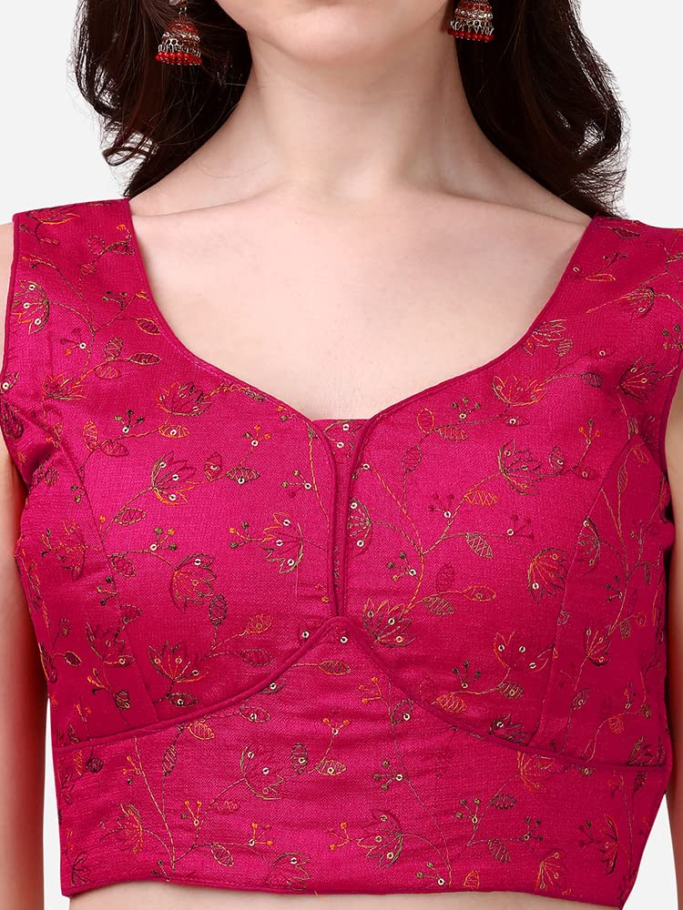 Pujia Mills Womens Sweetheart Neck Sleeveless Saree Blouse - Pink - Image 4