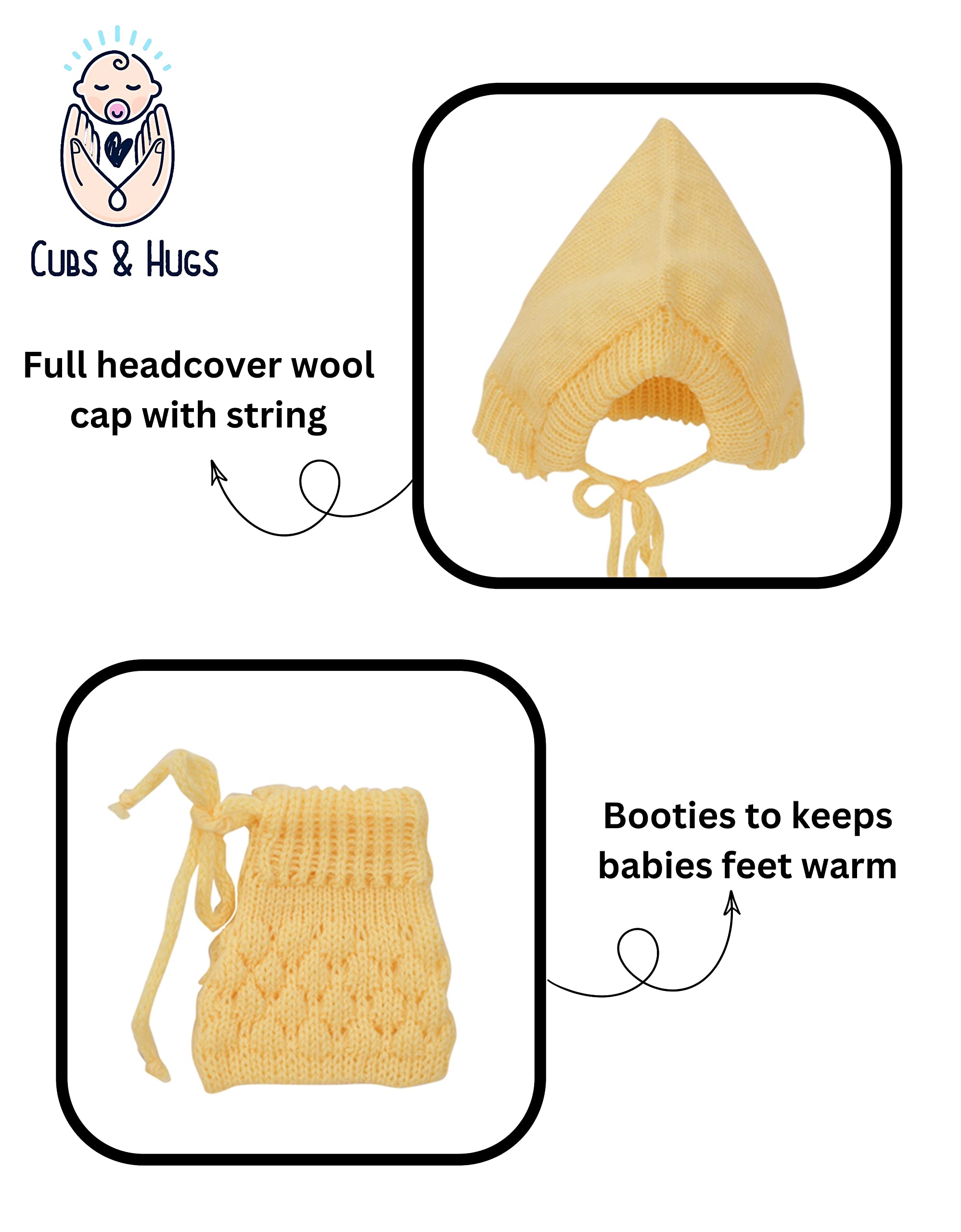 CUBS New Born Baby Clothes Set - Woollen Sweater - Mango Yellow - Image 5