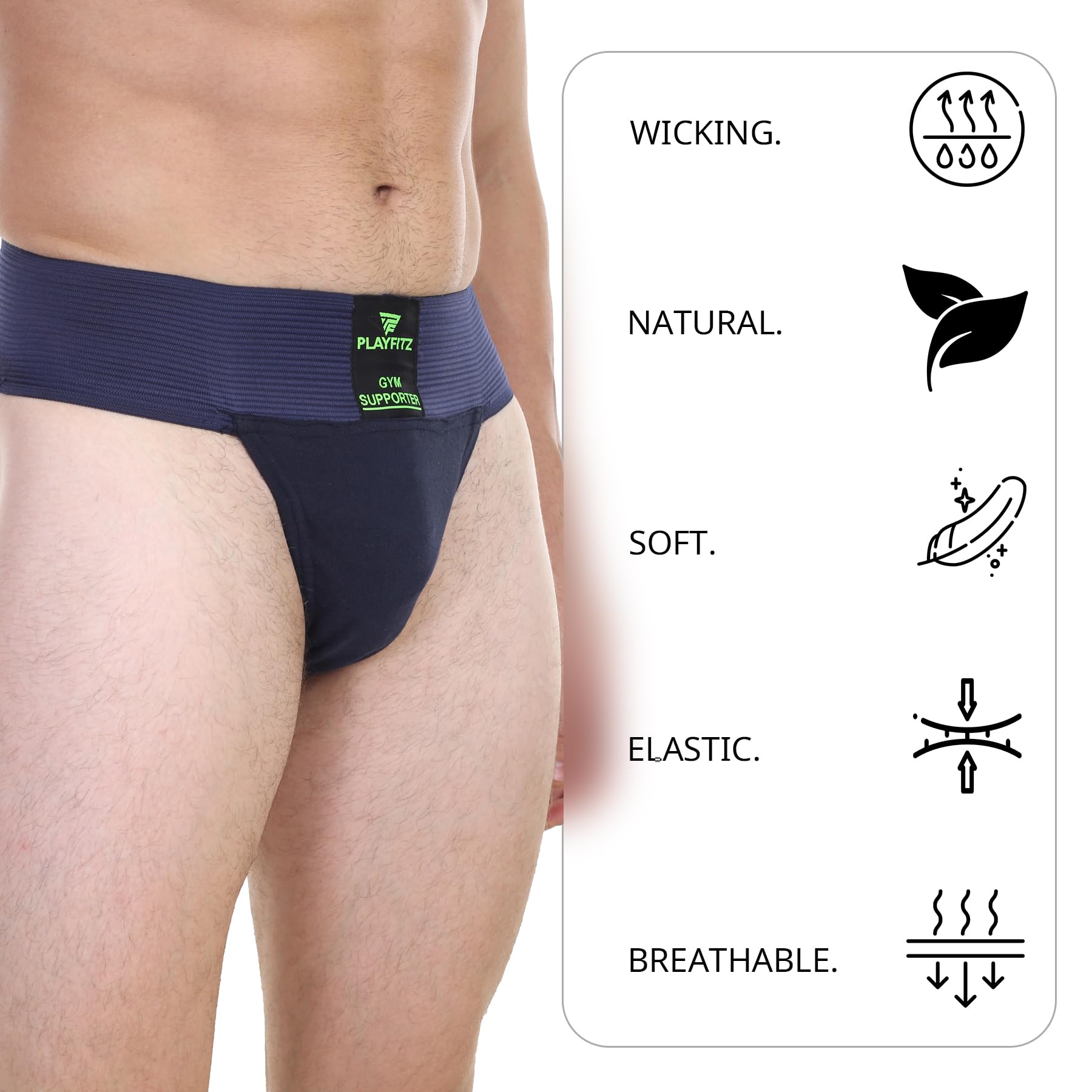 PLAYFITZ Men's Gym Supporter - Stretchable Cotton - Image 3