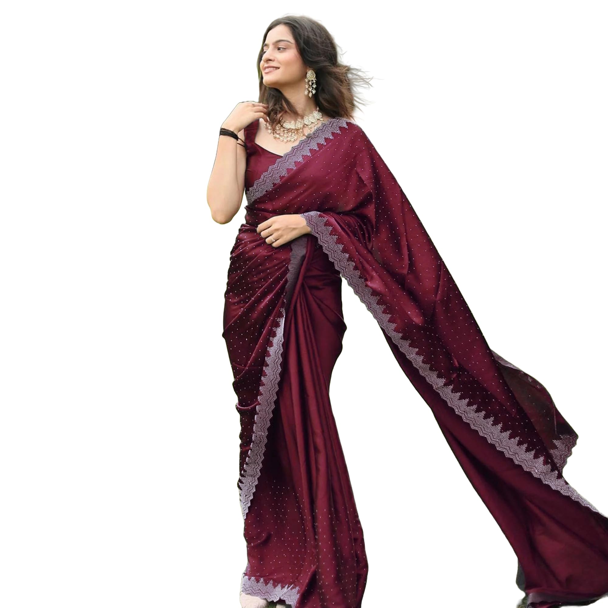 Yashika Women's Satin Moss Saree