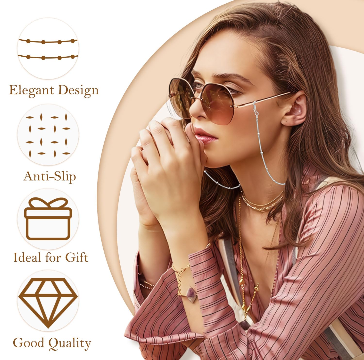 TecoKart Eyeglass Specs Holder Strap - Sliver - Image 4