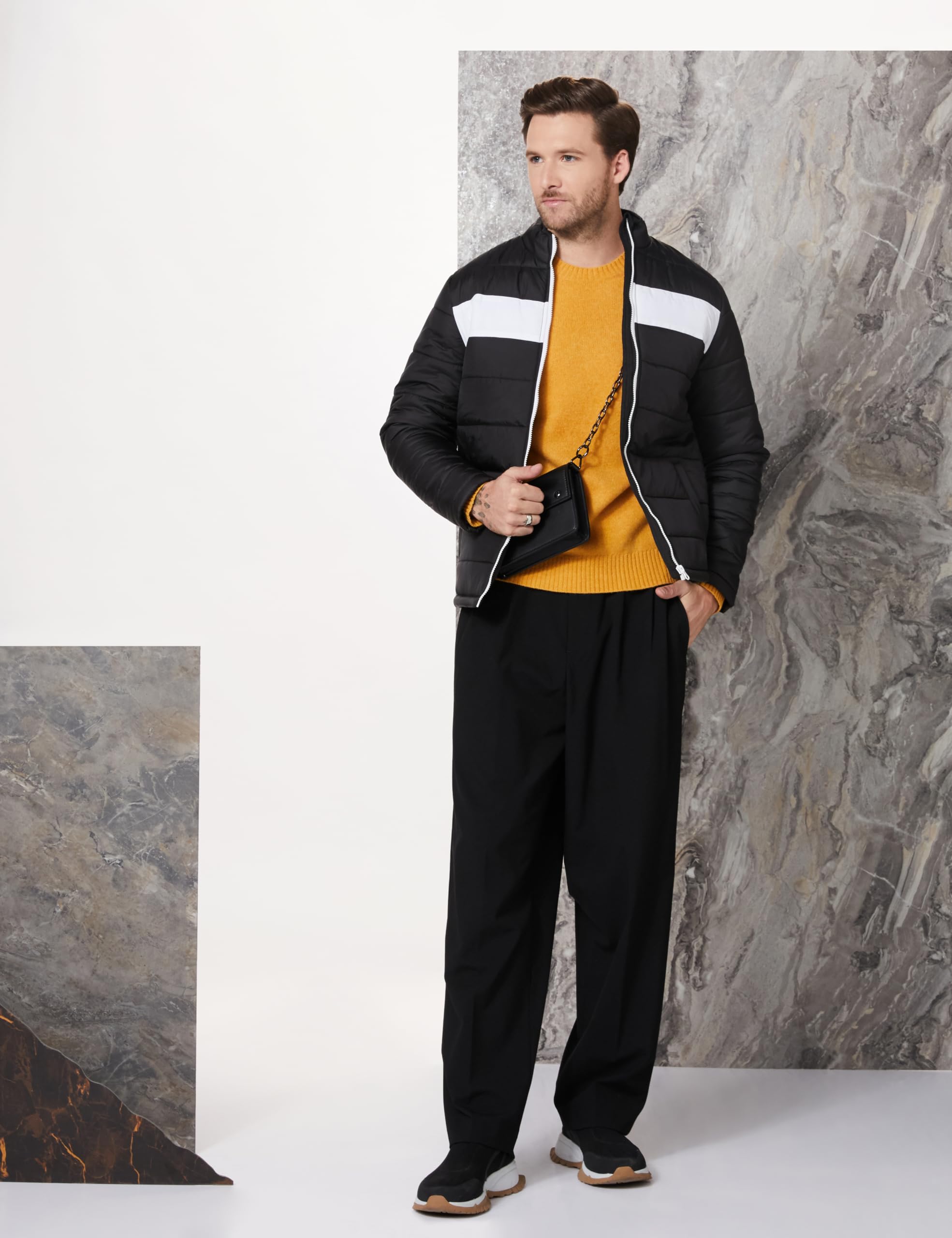 Symbol Men Polyester Quilted Bomber Jacket - Image 3