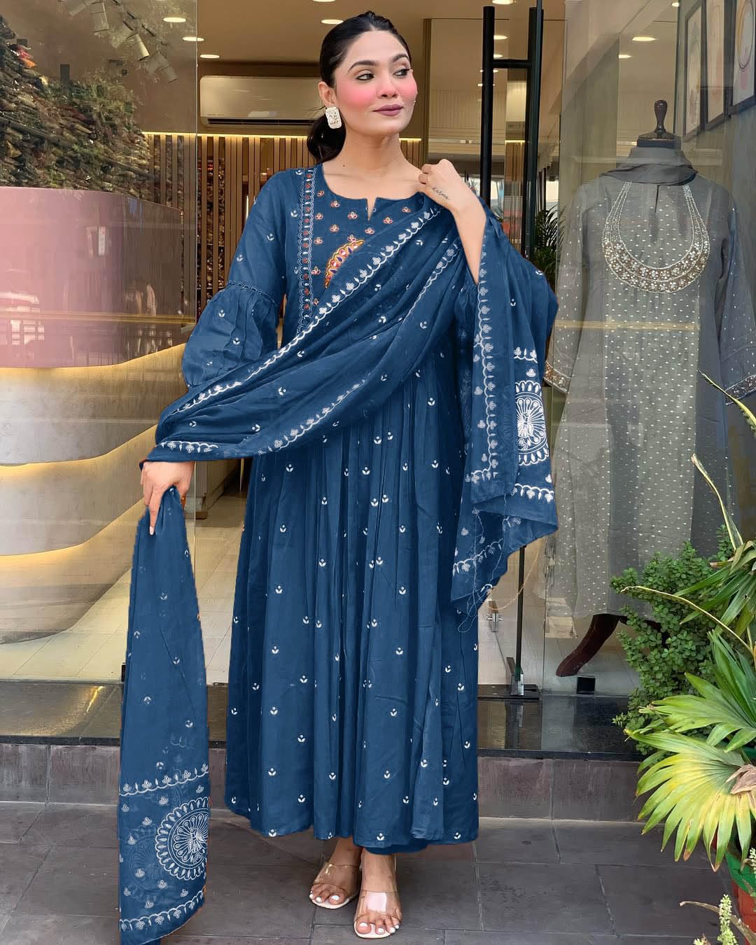 KLOSIA Multicolored Anarkali Kurta Set for Women - Image 4