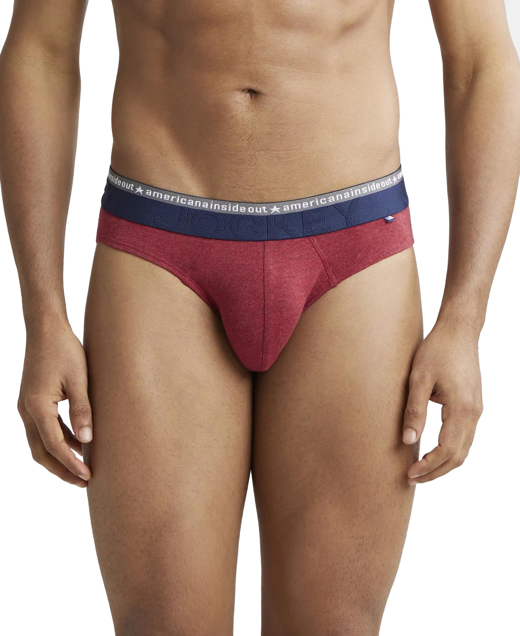 Jockey Men's Cotton Brief - Red Melange
