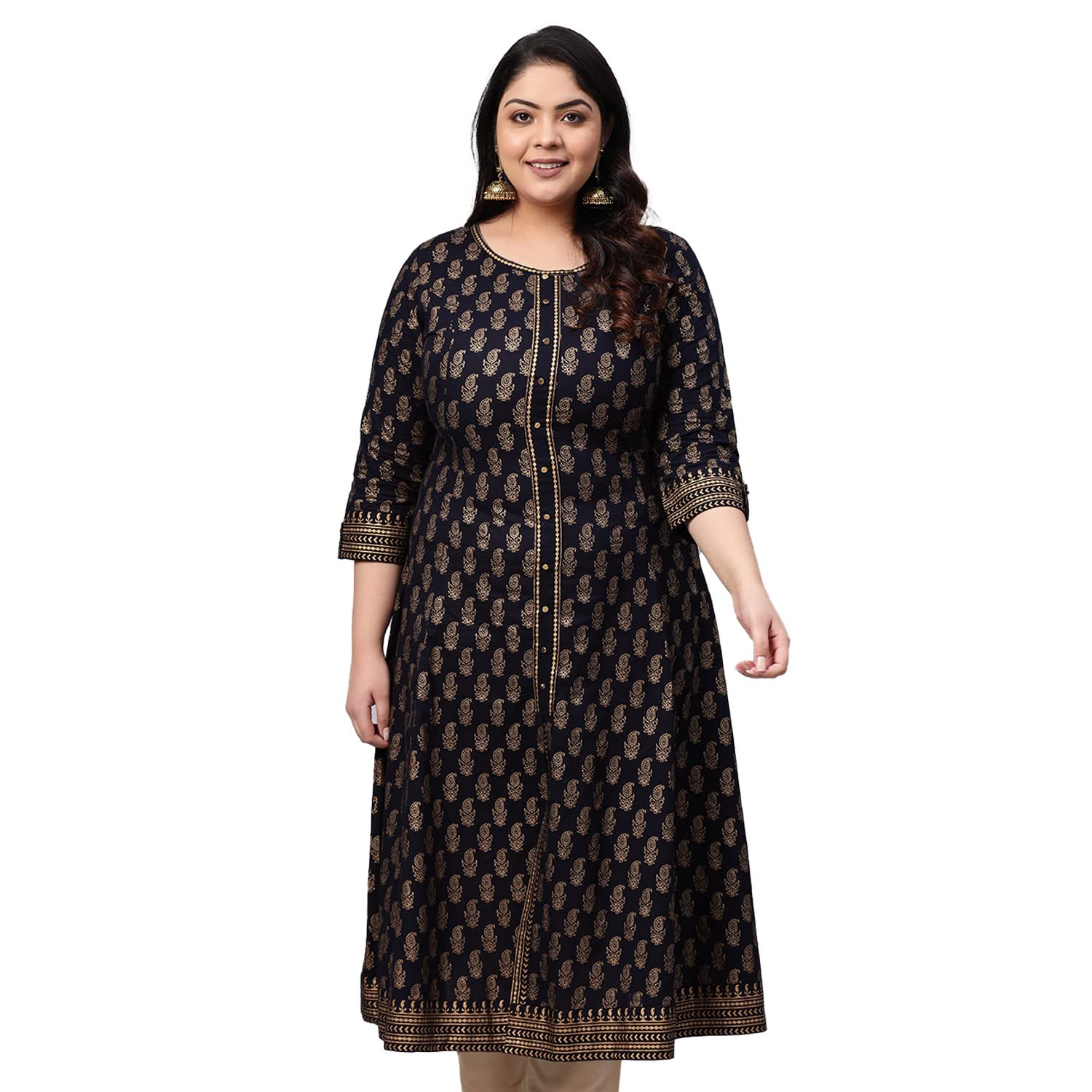 Yash Gallery Black Floral Anarkali Kurta for Women