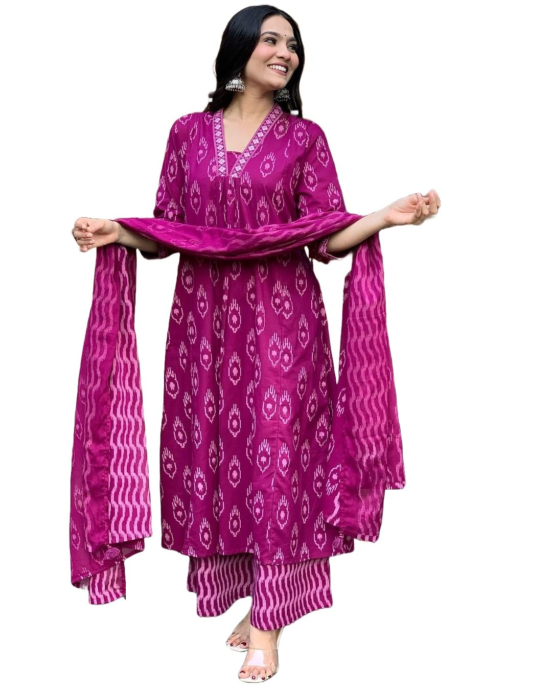 Alvami Pink Anarkali Kurta Set for Women