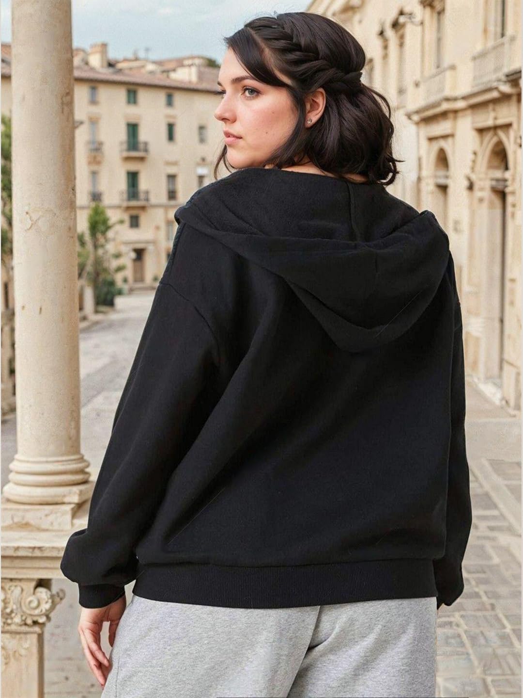 KOTTY Women's Casual Hoodie Sweatshirt - Black - Image 2