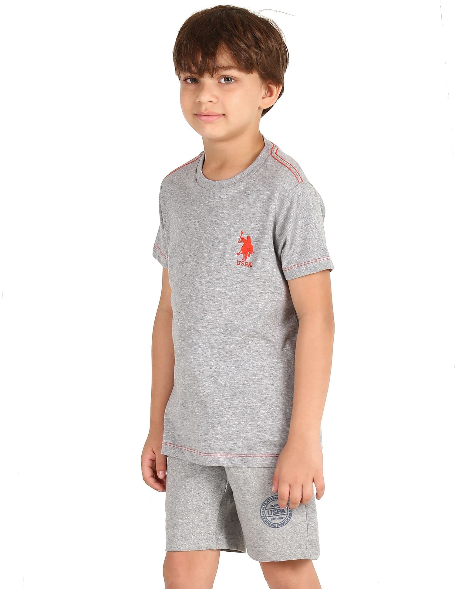 U. S. POLO ASSN Boy's Ribbed Neck Cotton T-Shirt - Grey - Image 3