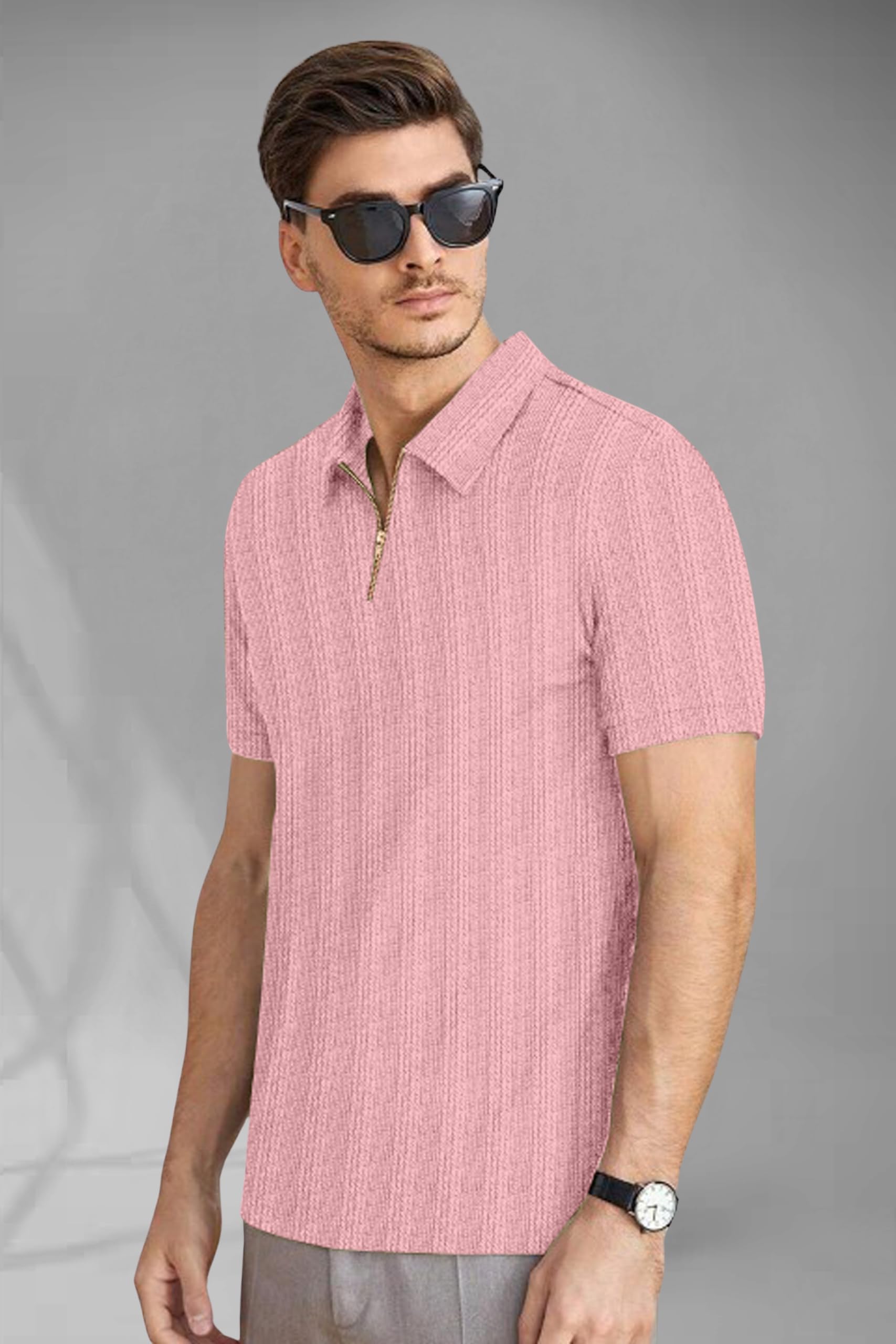 UandJ Men's Polo T-Shirt with Zipper - Image 4