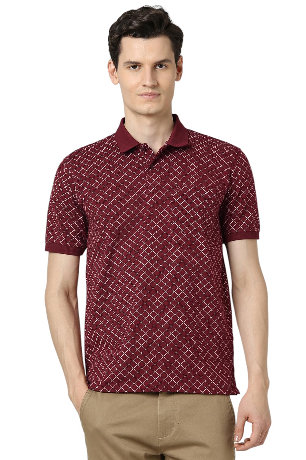 Peter England Polo T-Shirt for Men - Maroon