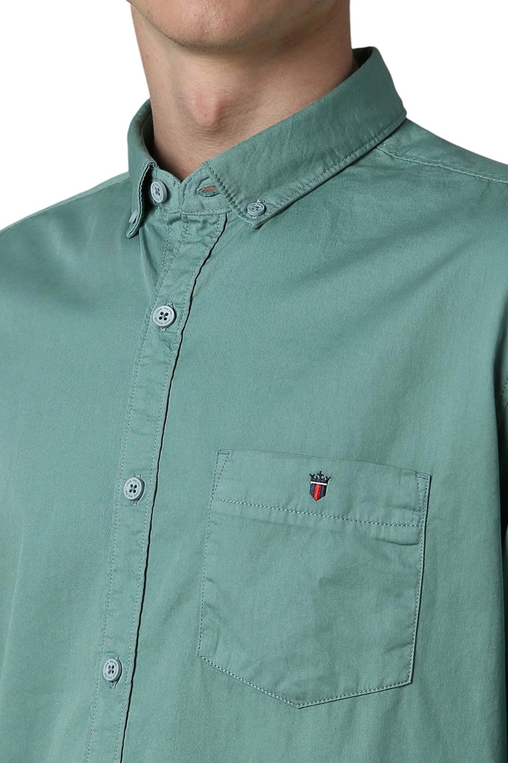 Louis Philippe Men's Mint Slim Fit Cotton Shirt - Image 4