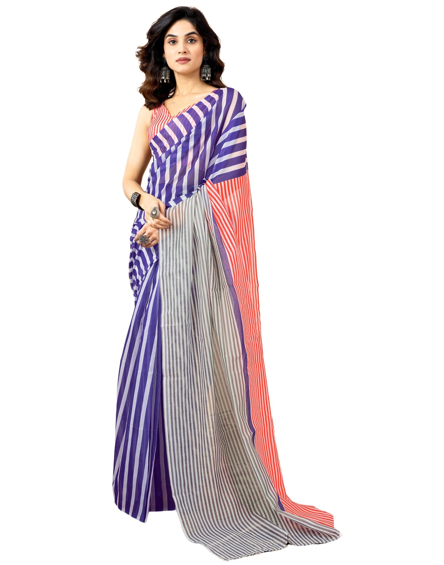 SIRIL Women's Printed Chanderi Cotton Saree