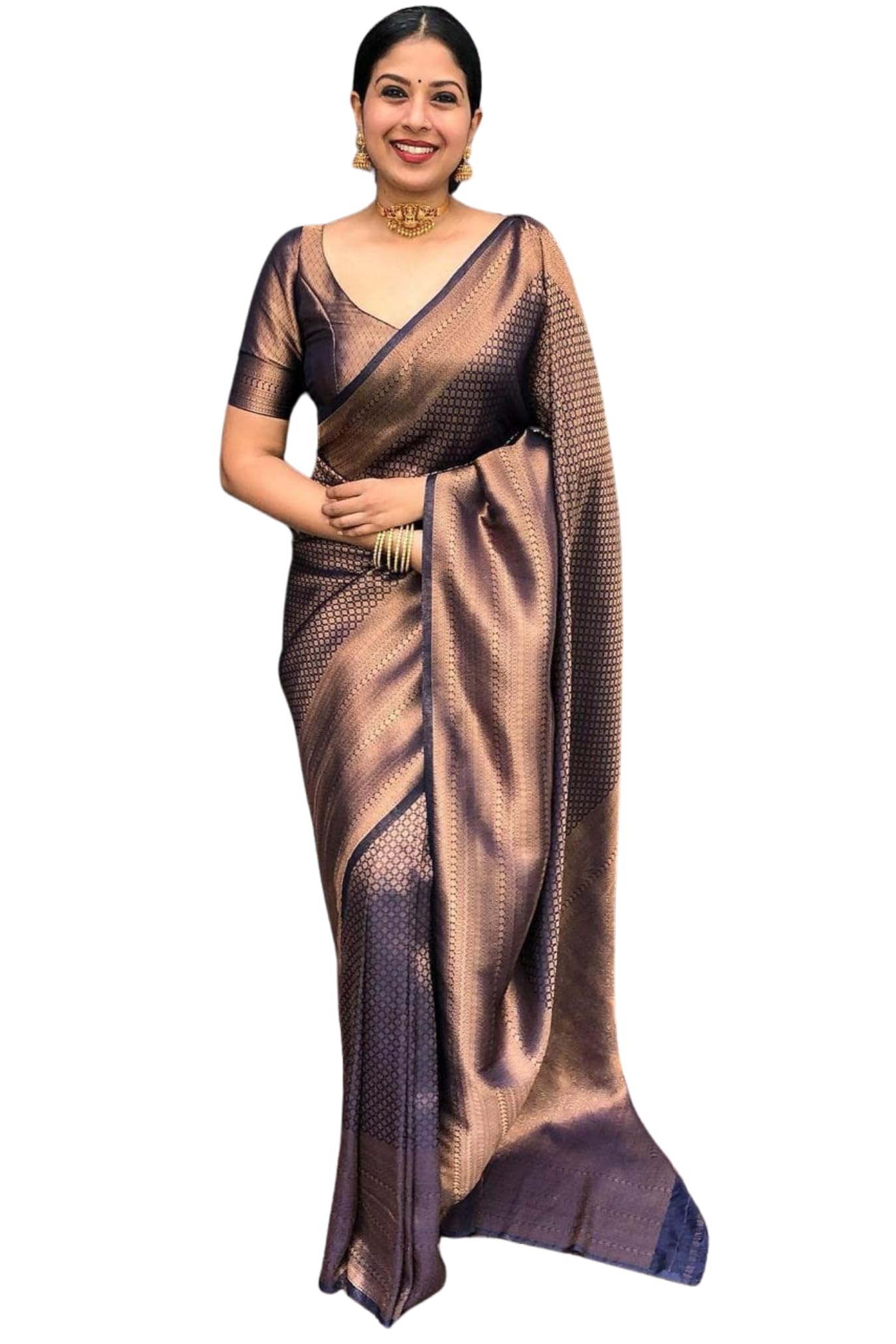 Royal Kanjivaram Silk Saree - Coffee Blue