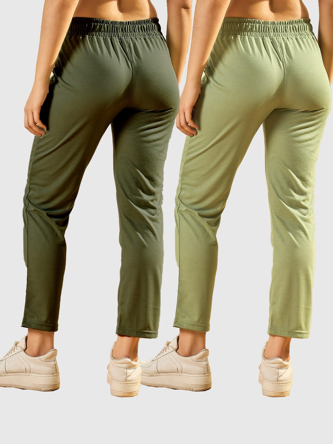 Modeve Women's Cotton Blend Track Pants - Pista & Olive - Image 4