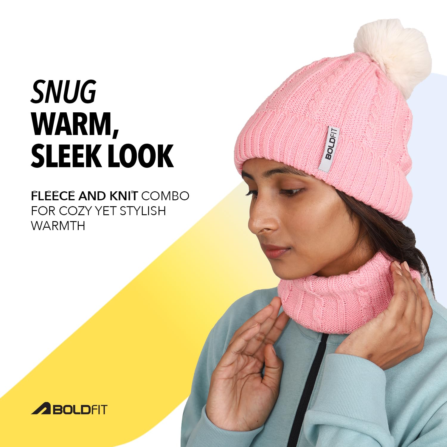 Boldfit Pink Woolen Beanie for Women - Image 3